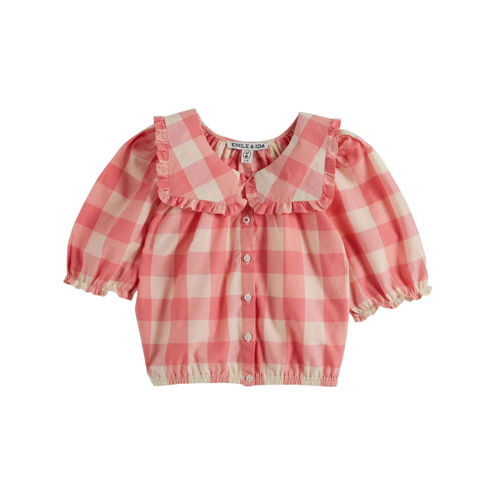 Emile et Ida Pink Gingham Collared Blouse