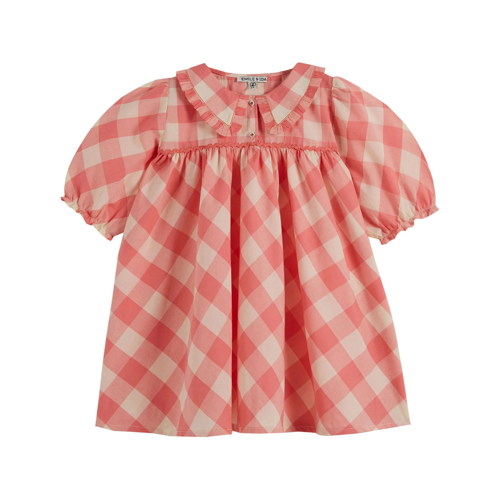 Emile et Ida Pink Gingham Collared Dress