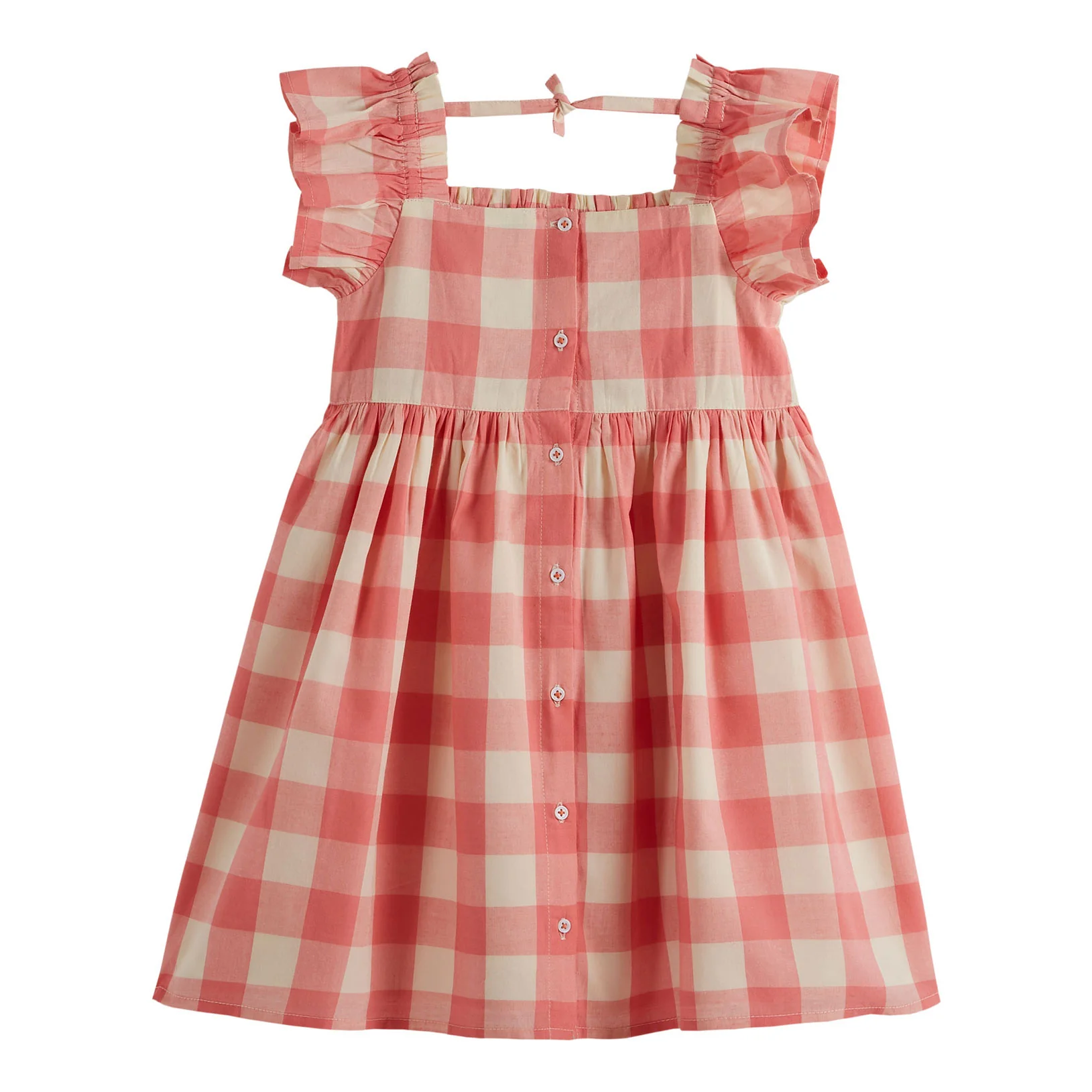 Emile et Ida Pink Gingham Smocked Dress - Image 3