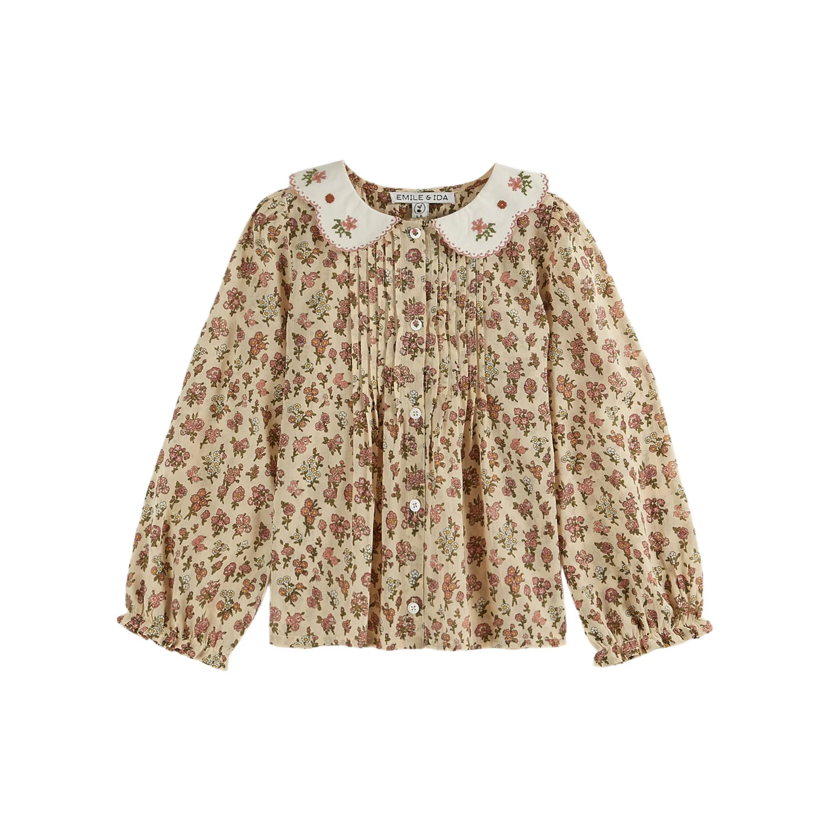 Emile et Ida Rose Country Embroidered Collar Blouse