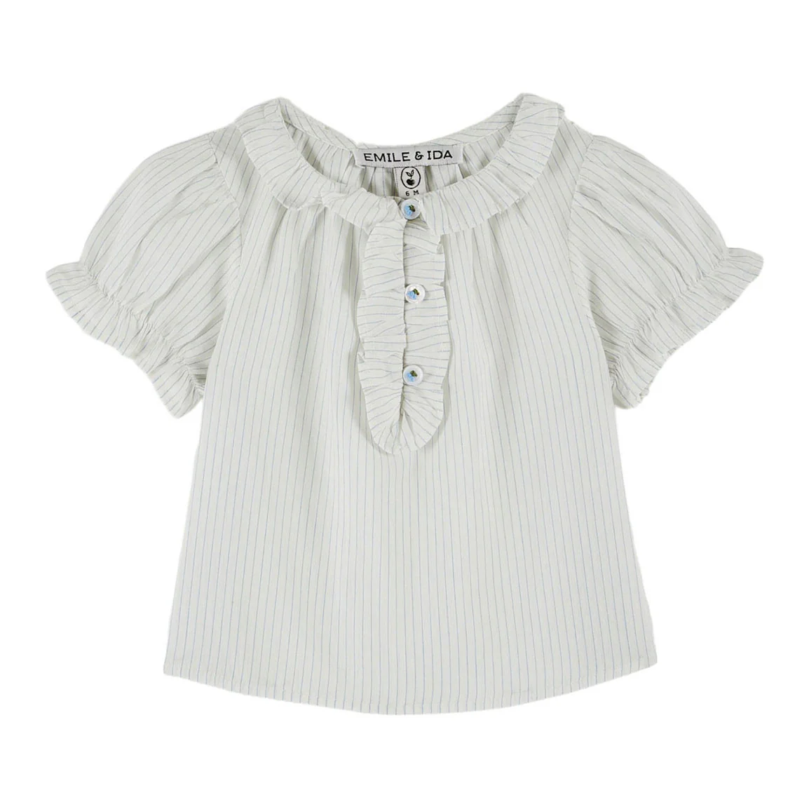 Emile et Ida Sky Stripe Ruffle Baby  Blouse