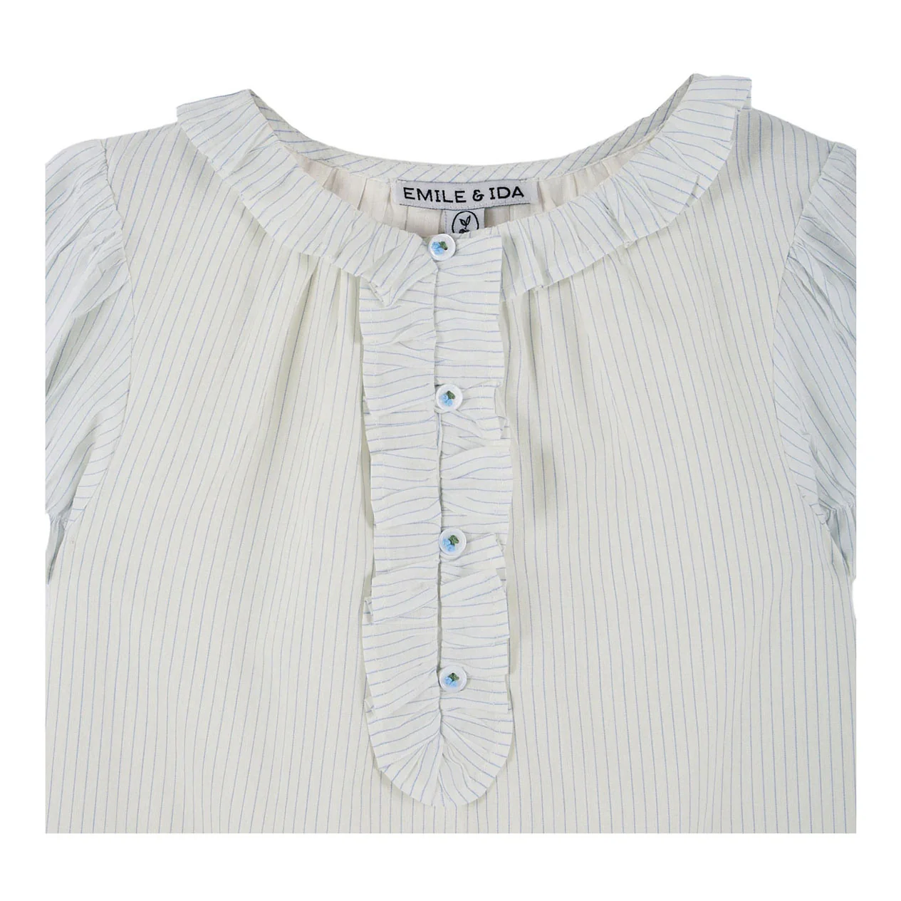Emile et Ida Sky Stripe Ruffle Baby  Blouse - Image 2