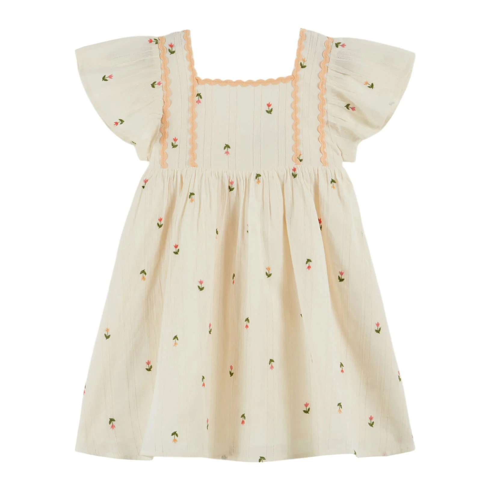Emile et Ida CreamEmbroidered All Over Dress