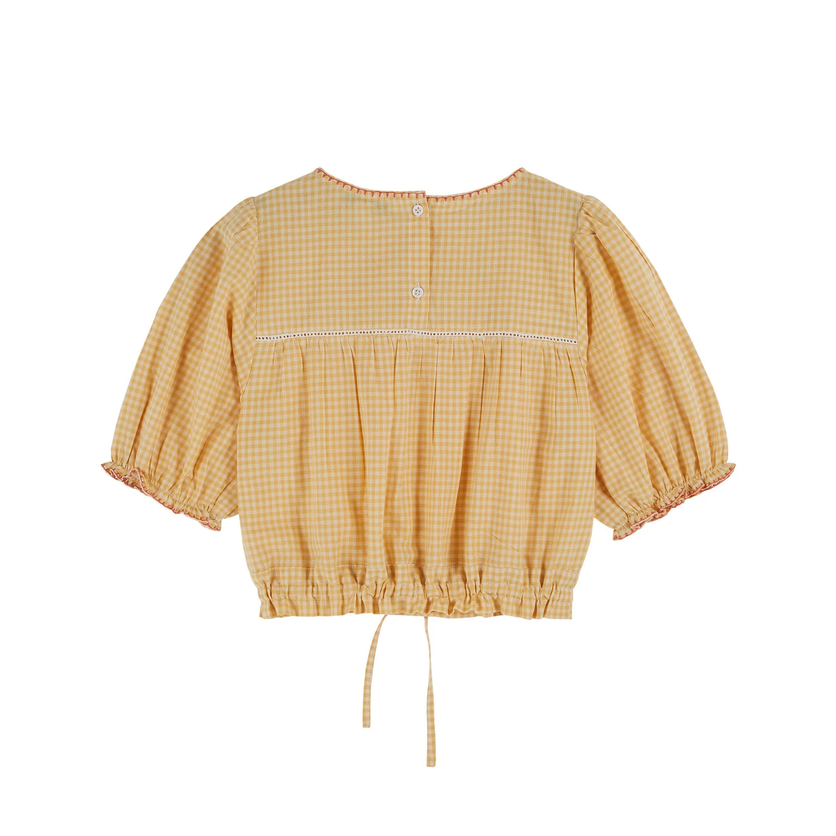 Emile et Ida Yellow Gingham Embroidered Blouse - Image 3
