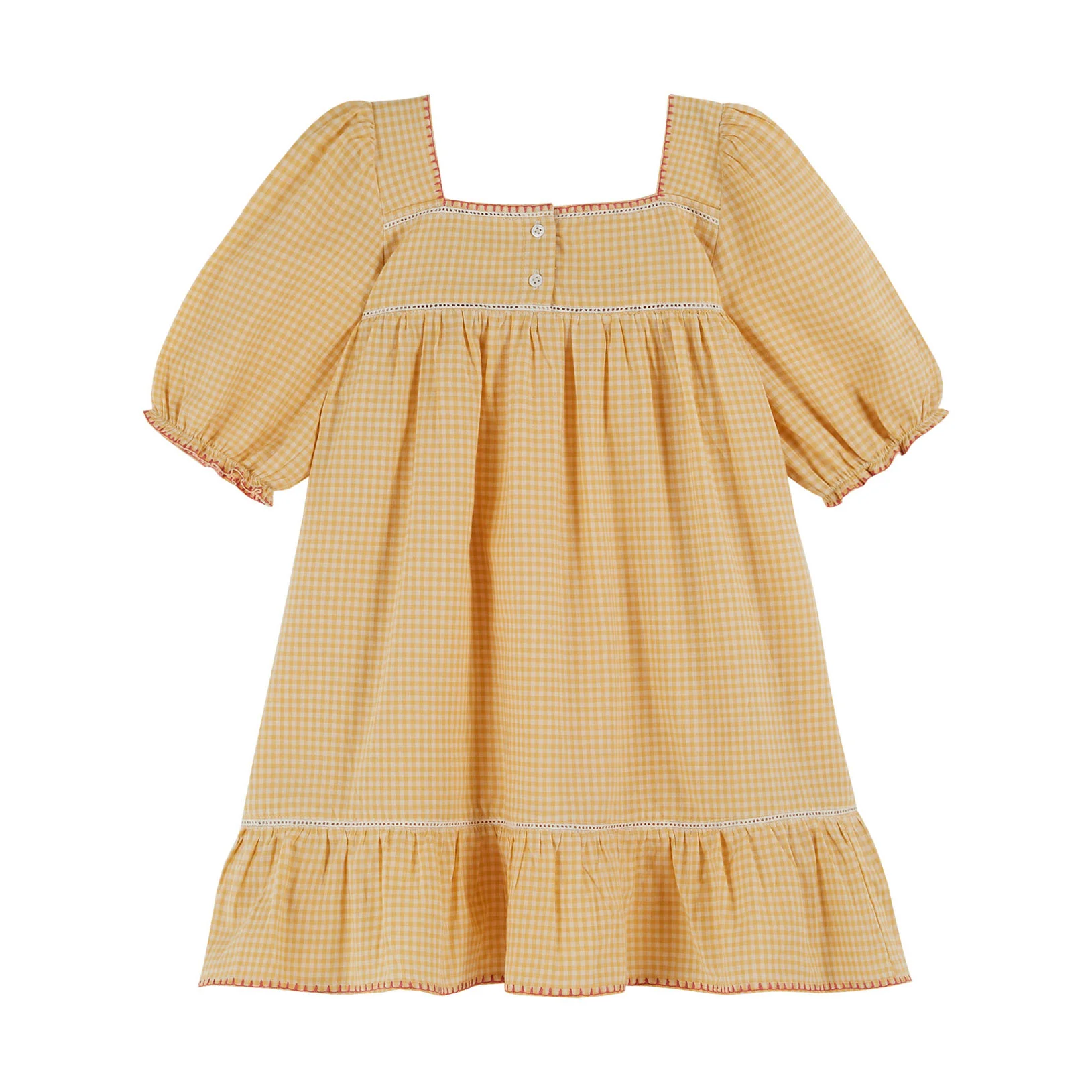 Emile et Ida Yellow Gingham Smocked Dress - Image 2