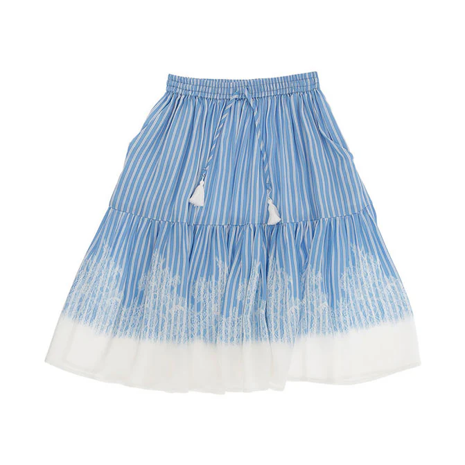 Ermanno Scervino Blue/White Stripe Satin Skirt