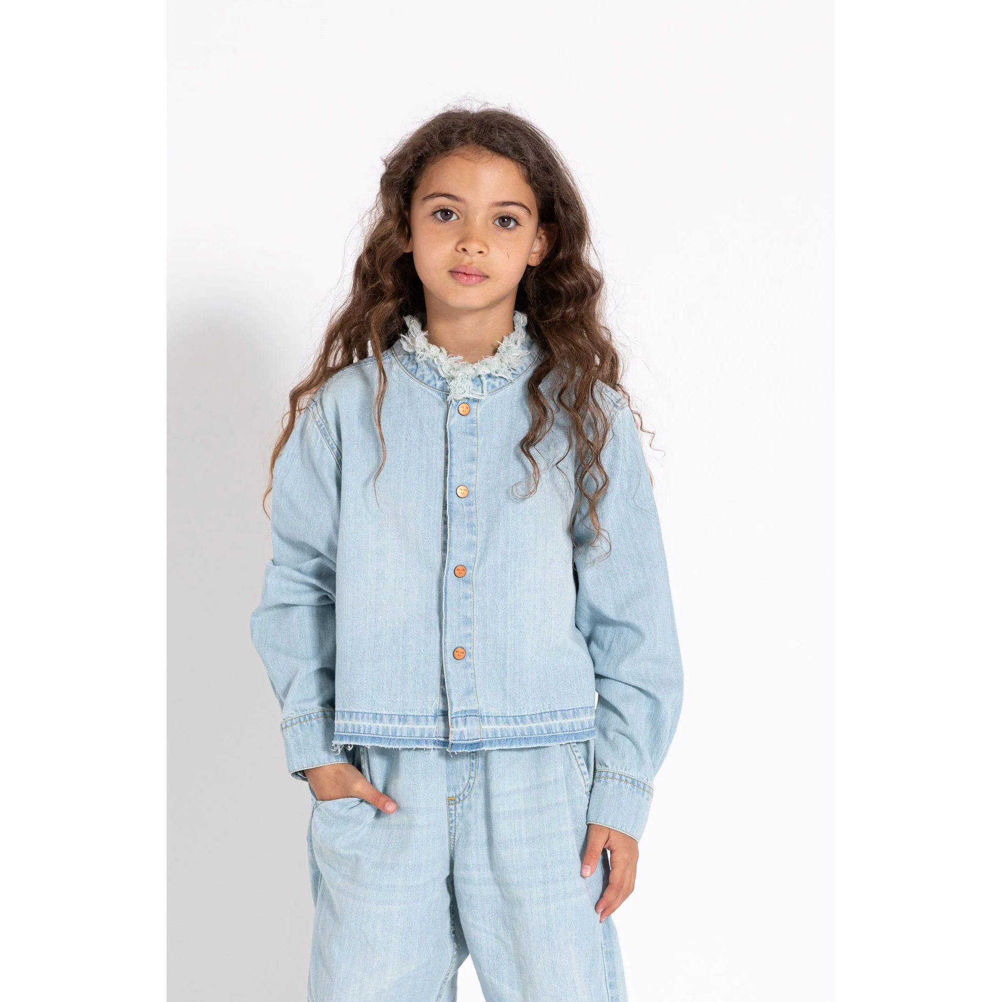 Finger In The Nose Blue Denim Long Sleeve Hena Shirt - Image 2