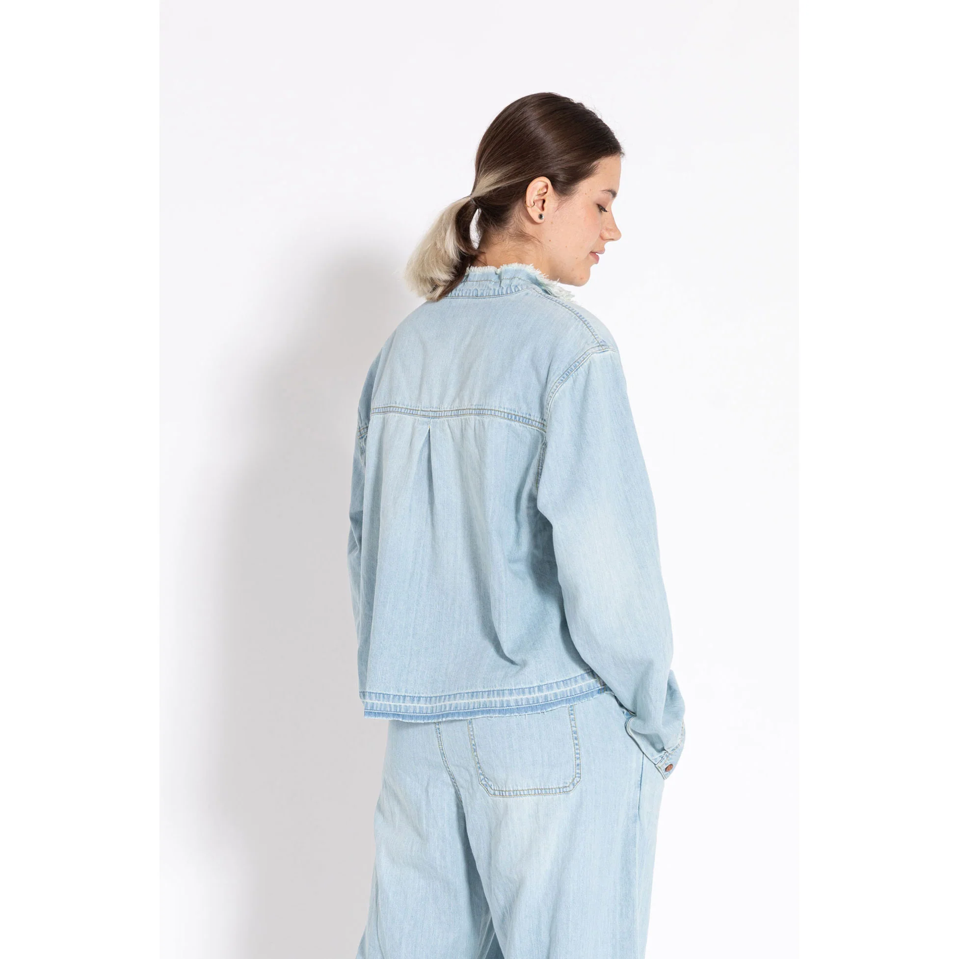 Finger In The Nose Blue Denim Long Sleeve Hena Shirt - Image 6