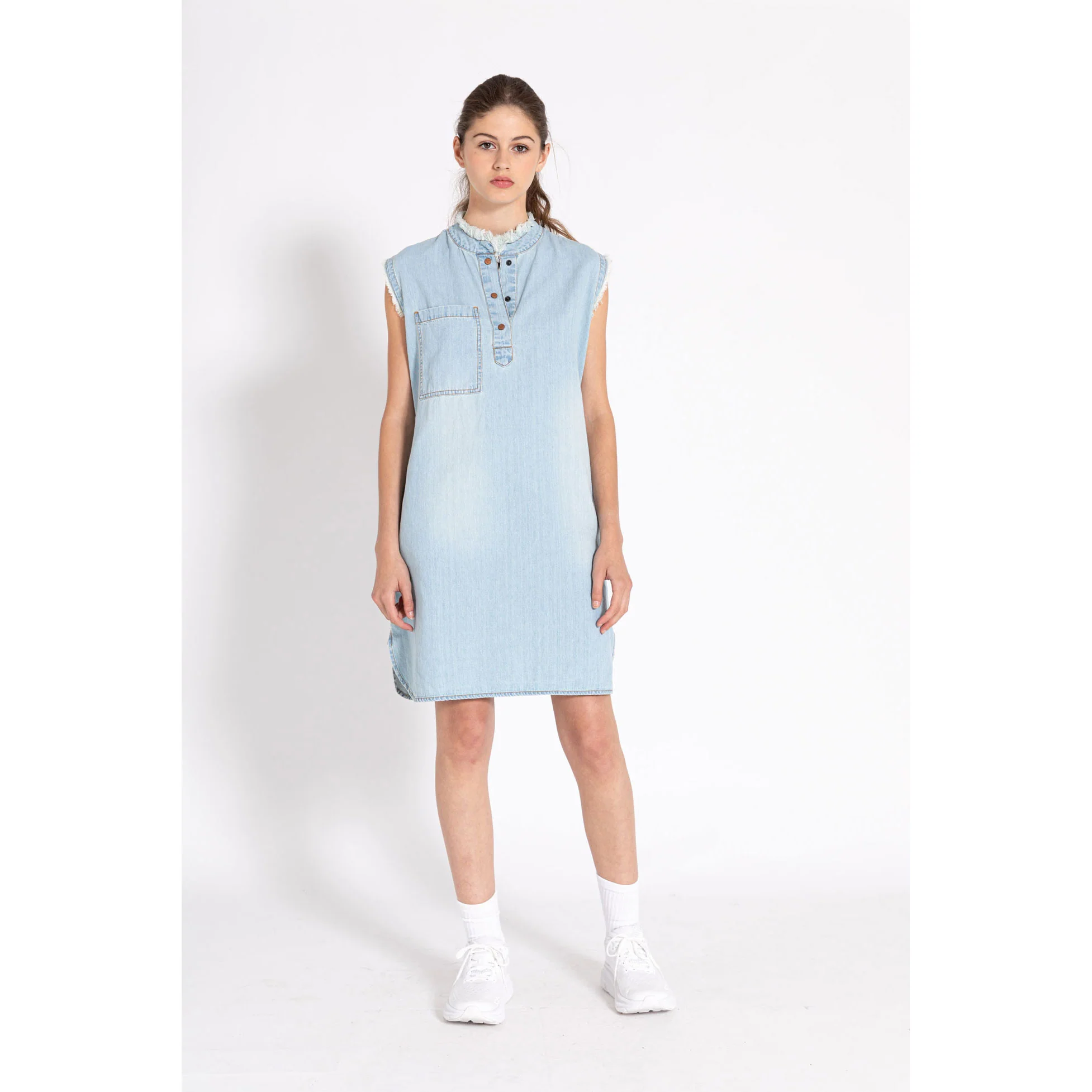 Finger In The Nose Blue Denim Sleeveless Rosie Dress - Image 3