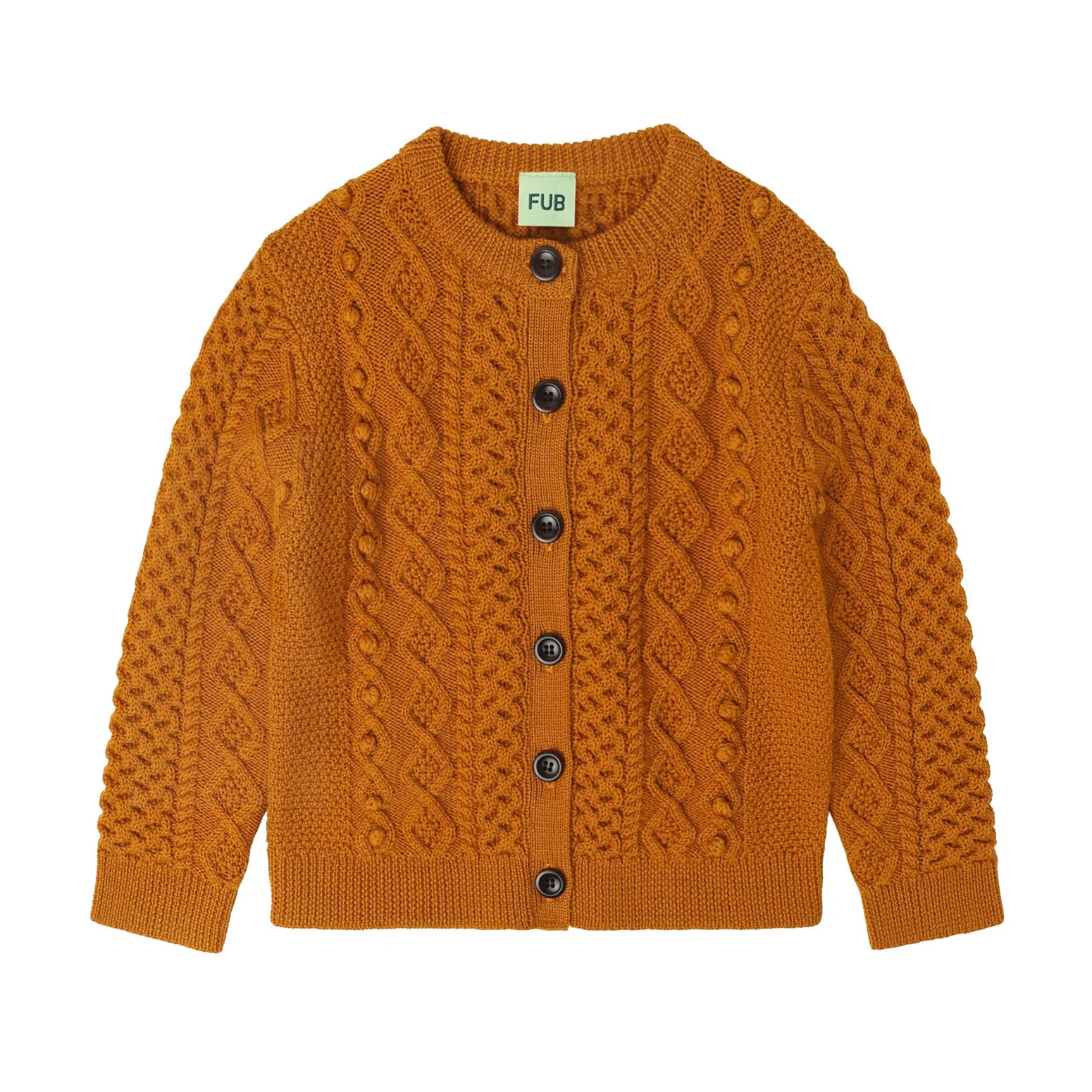 FUB Burnt Amber Aran Cardigan