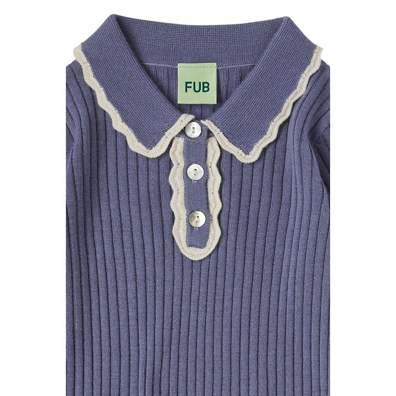 FUB Dusty Violet Rib Collar Pullover - Image 2