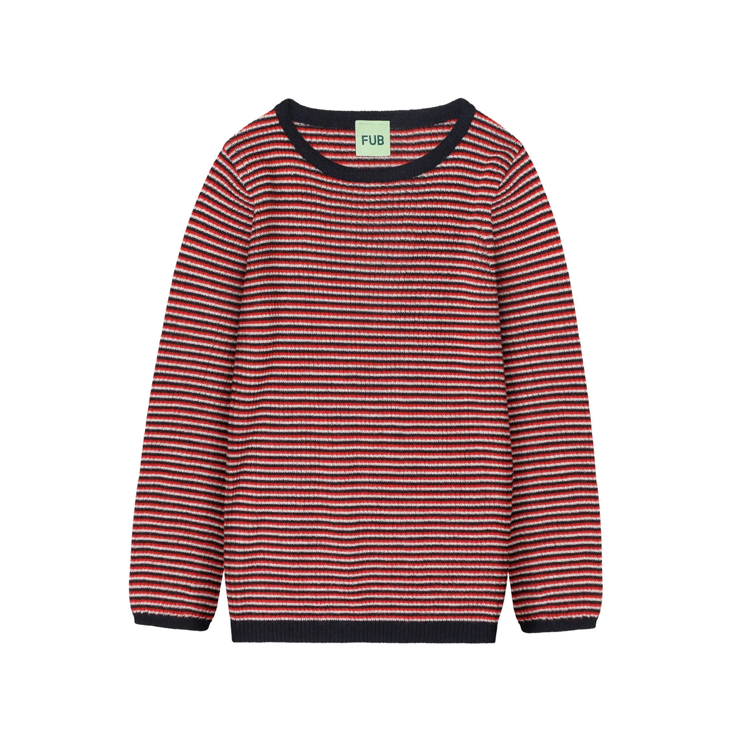 FUB Ecru/Dark Navy/Signal Red Rib Pullover