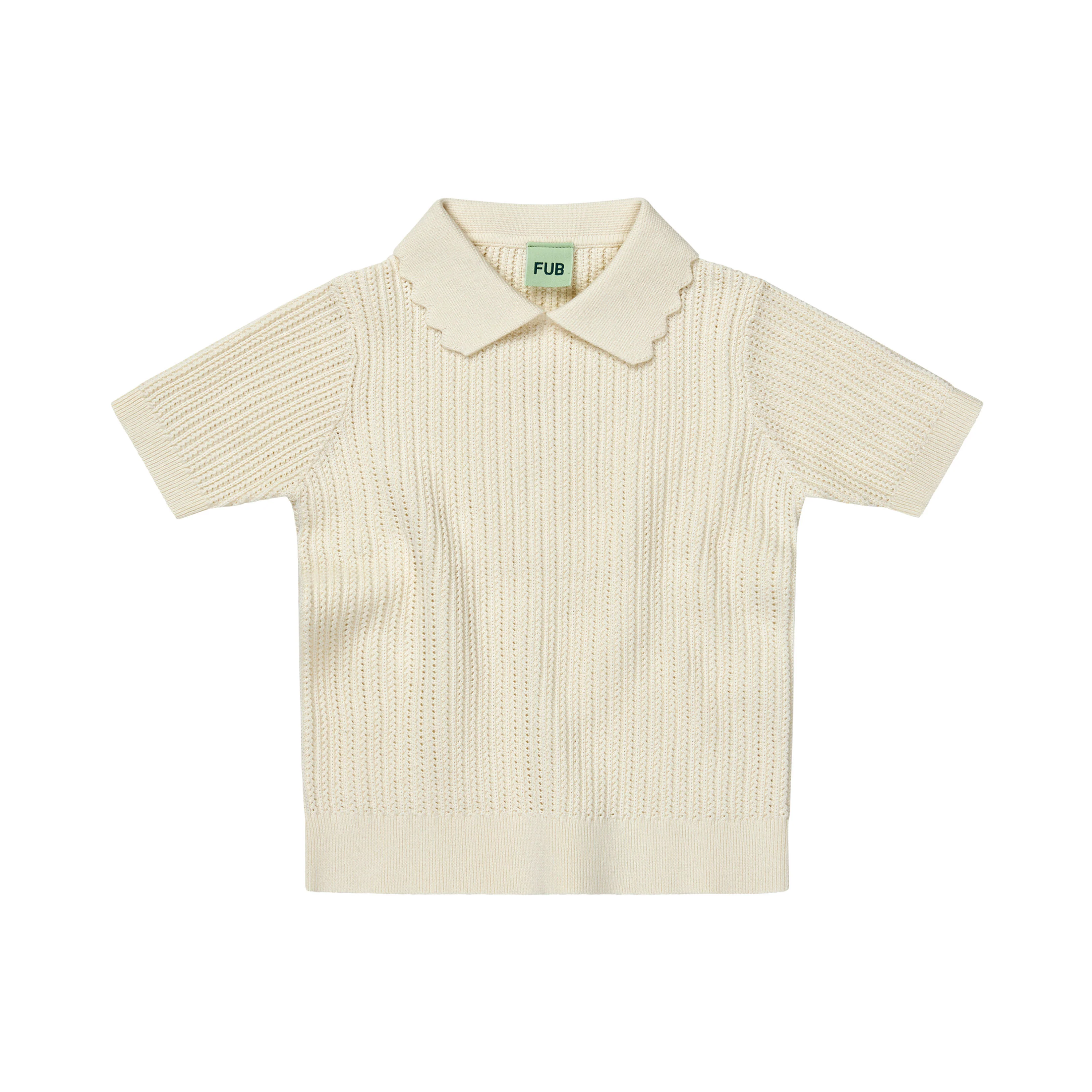 FUB Ecru Pointelle Rib Top