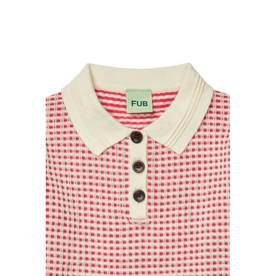 FUB Ecru/Ruby Red Knit Polo - Image 2