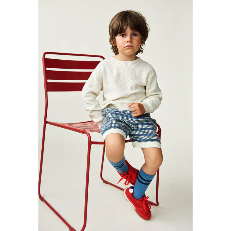 FUB Ecru/Sea Checked Shorts - Image 2