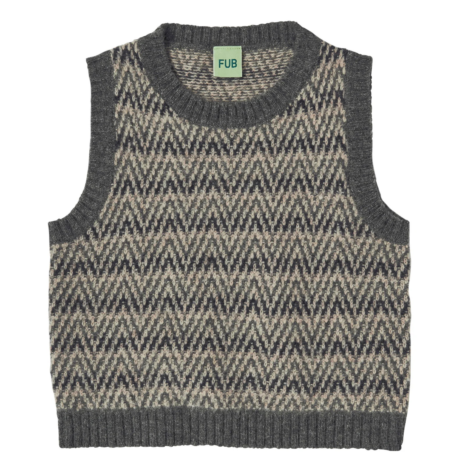 FUB Grey Melange Lambswool Vest