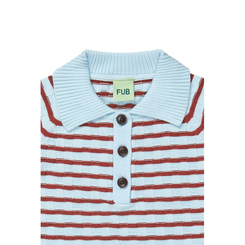 FUB Light Blue/Chili Checked Polo - Image 2