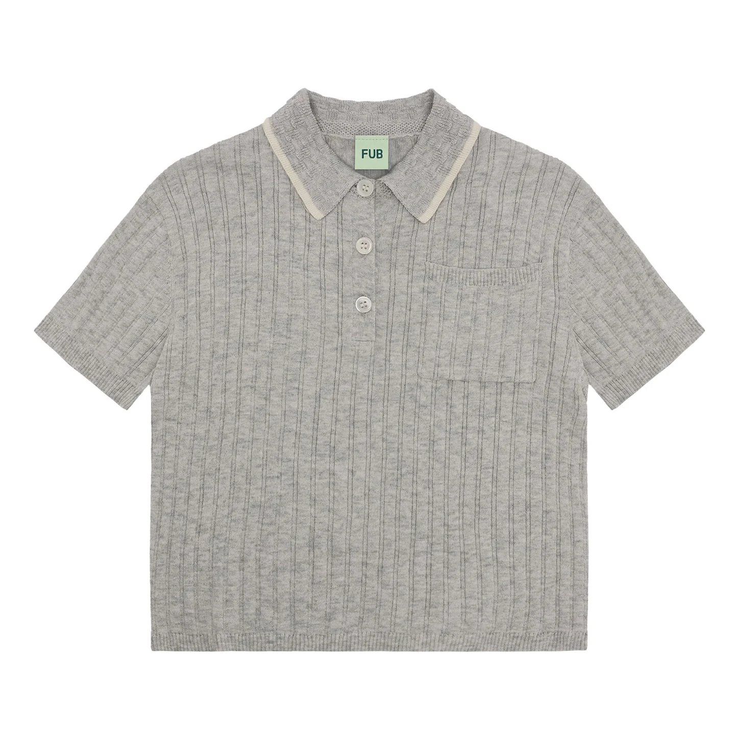 FUB Light Grey Melange Rib Polo