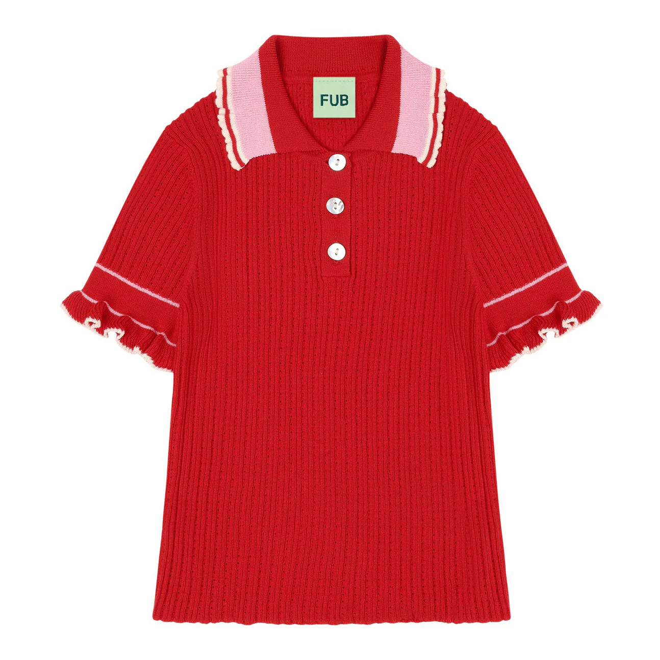 FUB Red Pointelle Polo