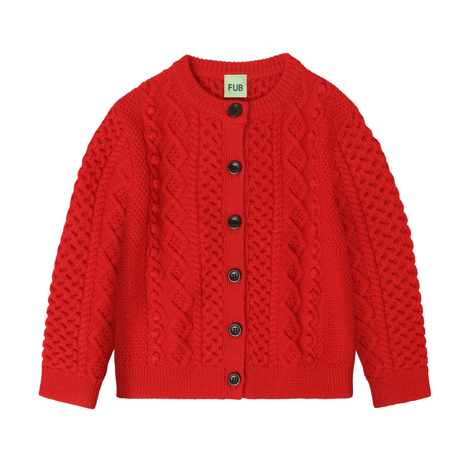 FUB Signal Red Aran Cardigan