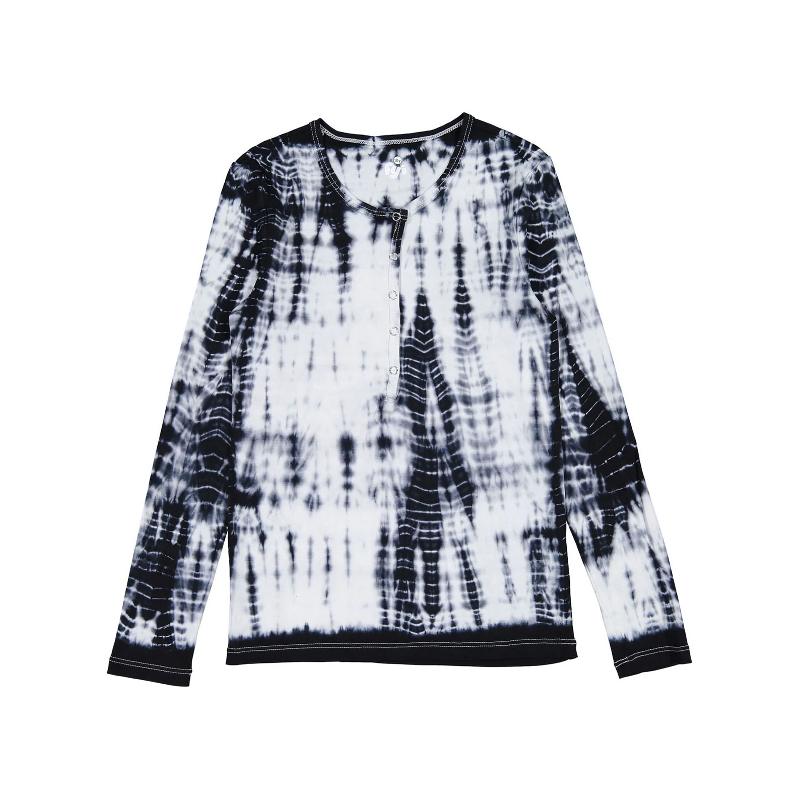 FYI Black/White Tie Dye Henley T-Shirt