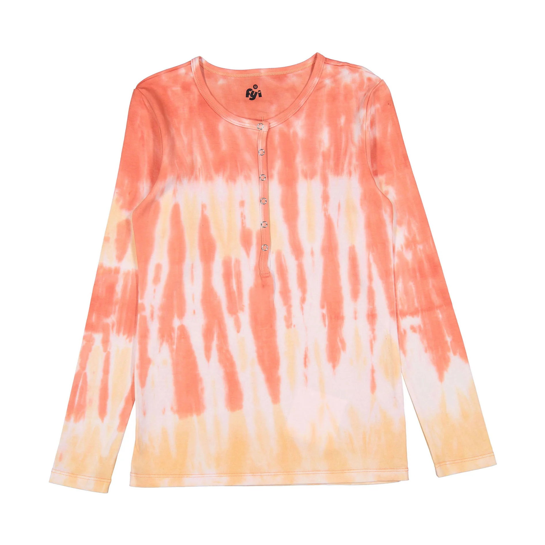 FYI Coral Tie Dye Henley T-Shirt