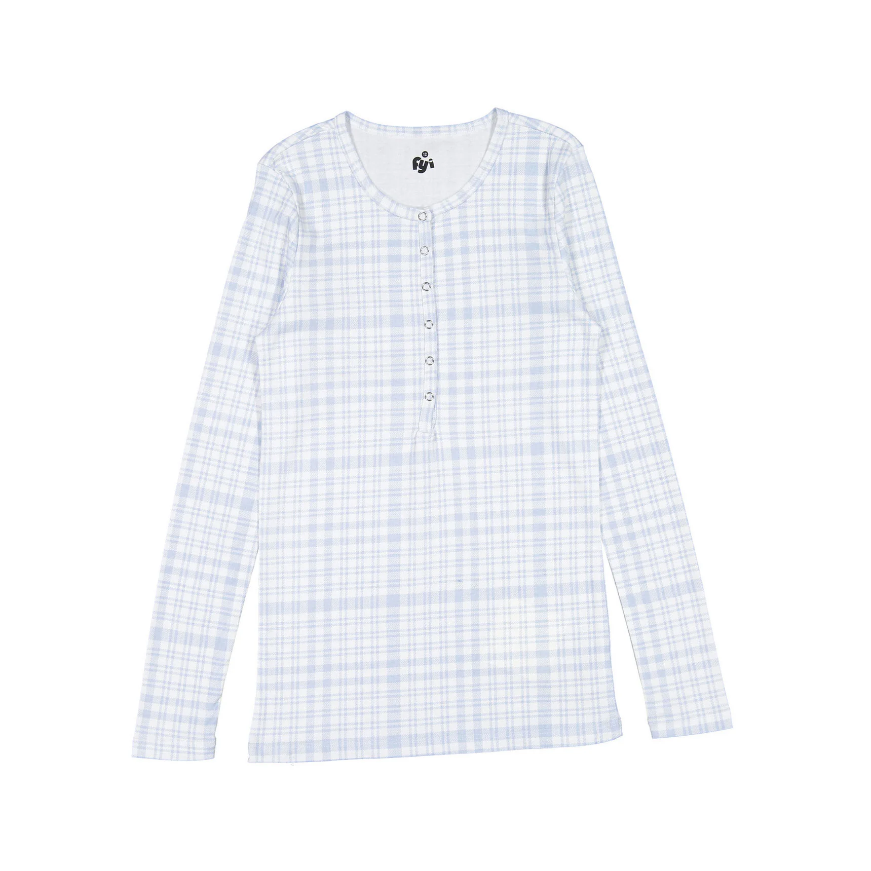 FYI White/Blue Plaid Henley T-Shirt