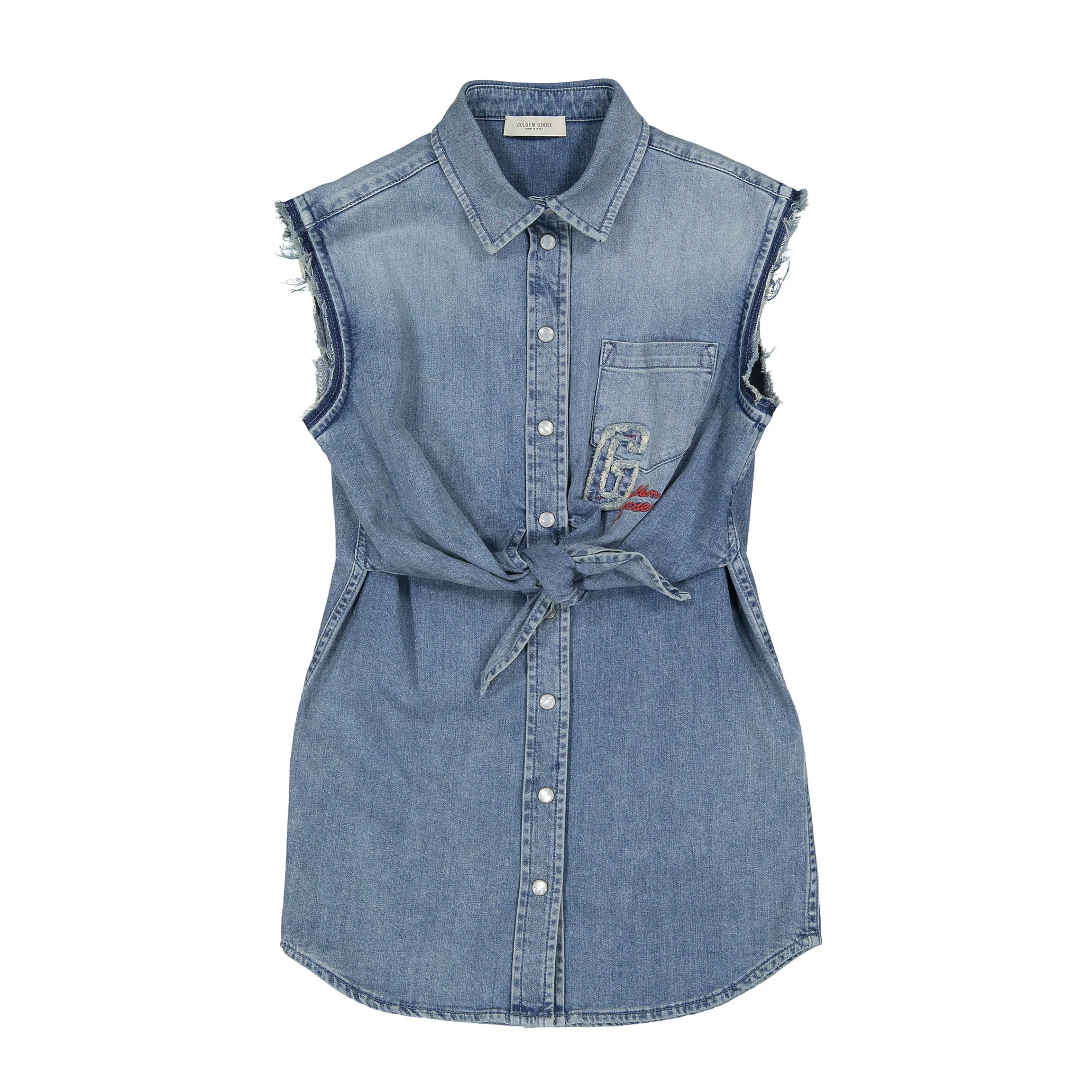 Golden Goose Blue Sleeveless Shirt Dress