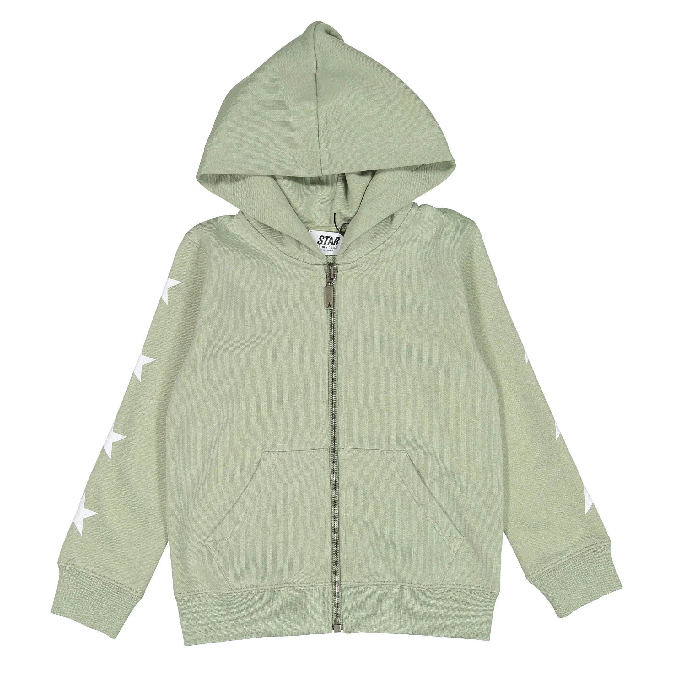 Golden Goose Seagrass/White Zipped Sweatshirt Hoodie