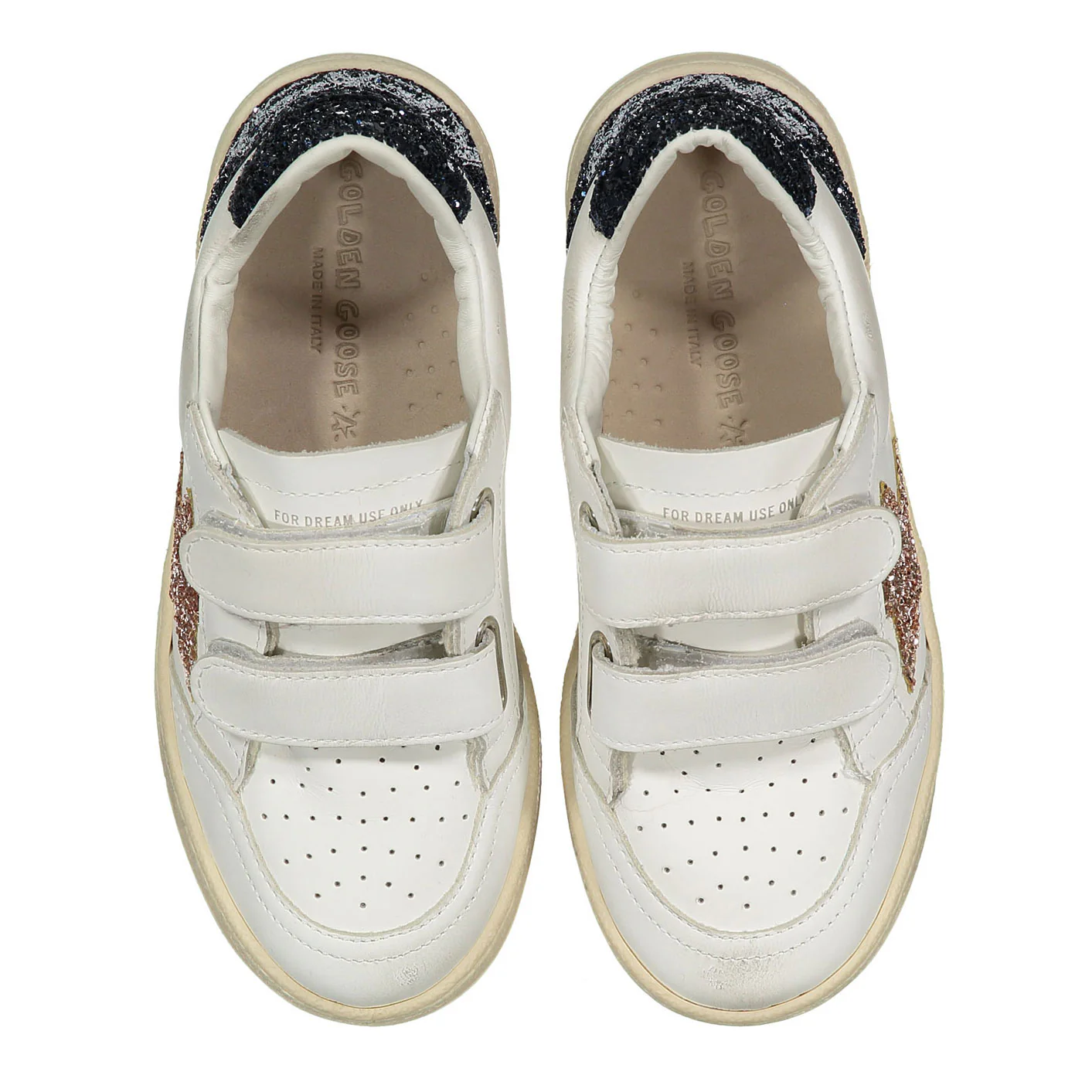 Golden Goose White/Gold/Blue Ballstar Strap Sneaker