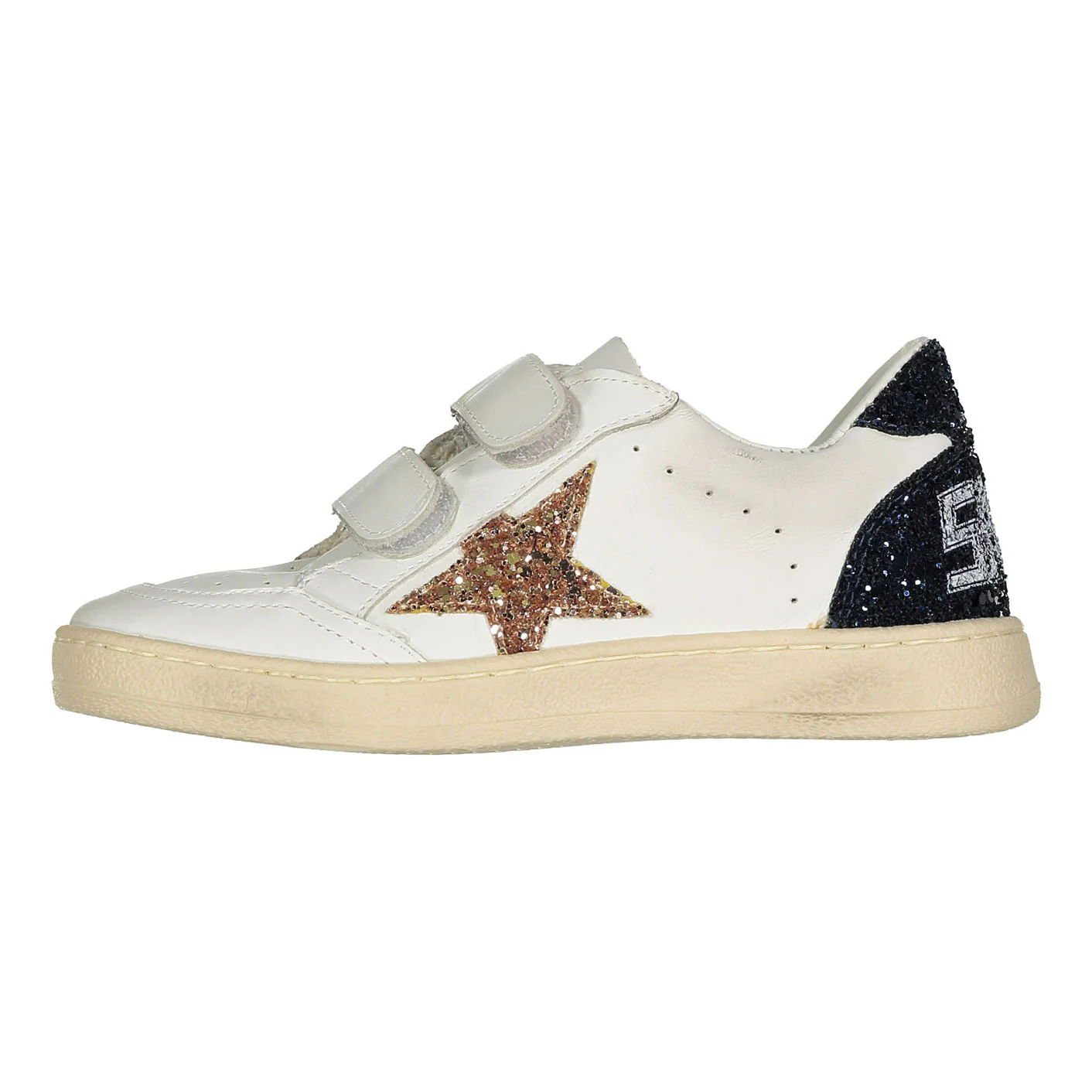 Golden Goose White/Gold/Blue Ballstar Strap Sneaker - Image 2