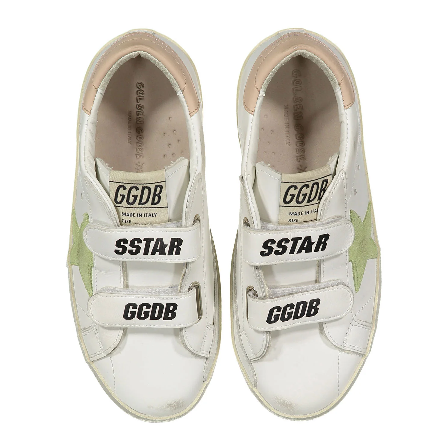 Golden Goose White/Green/Pink Old School Sneaker