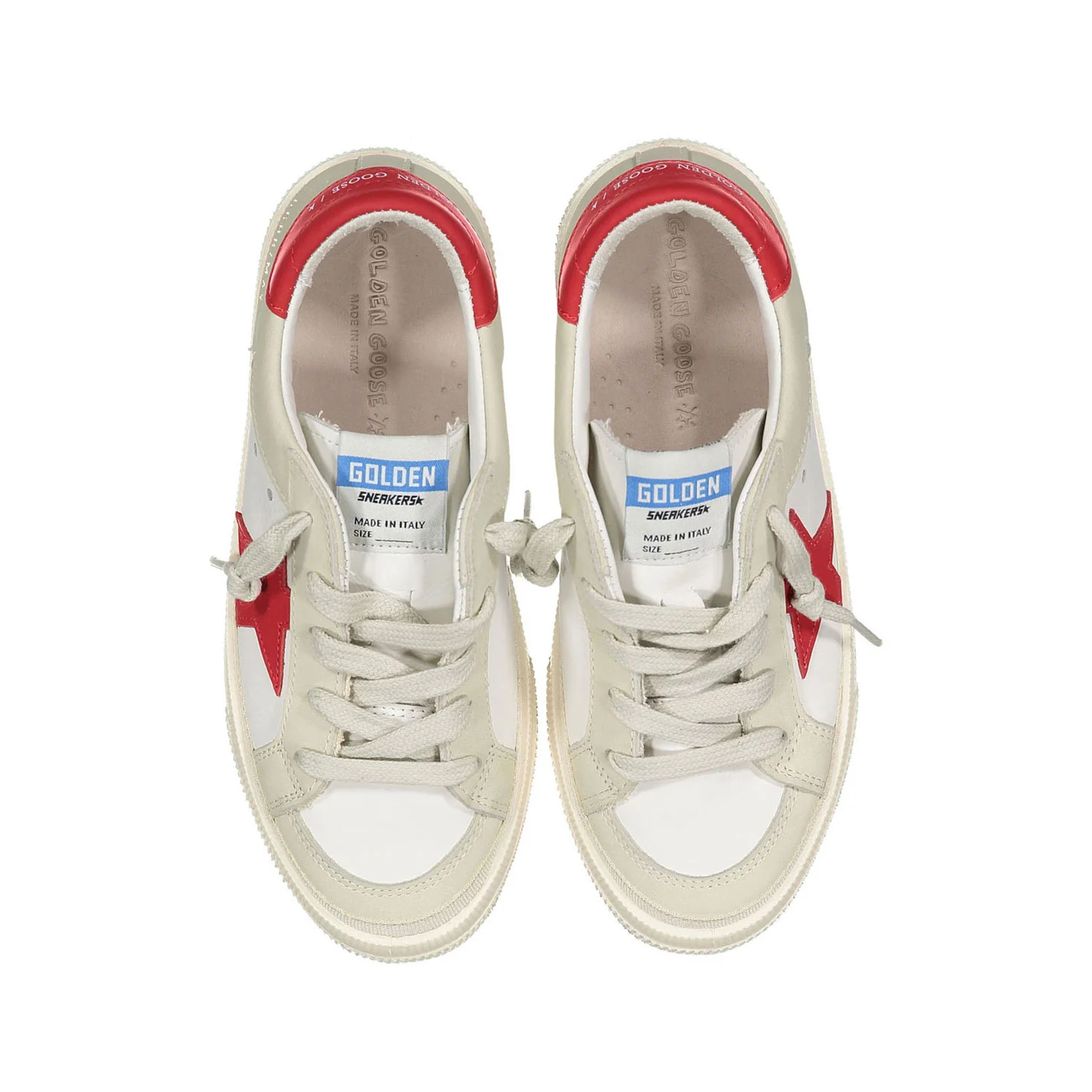 Golden Goose White/Red May Leather And Nabuk Sneaker