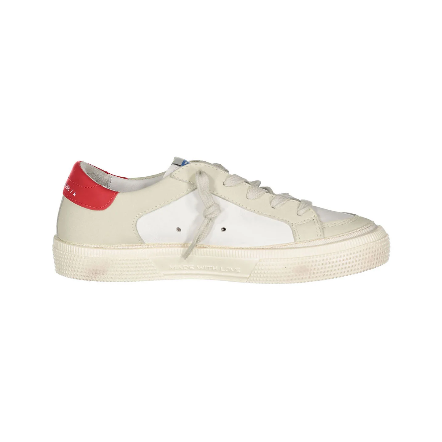 Golden Goose White/Red May Leather And Nabuk Sneaker - Image 3
