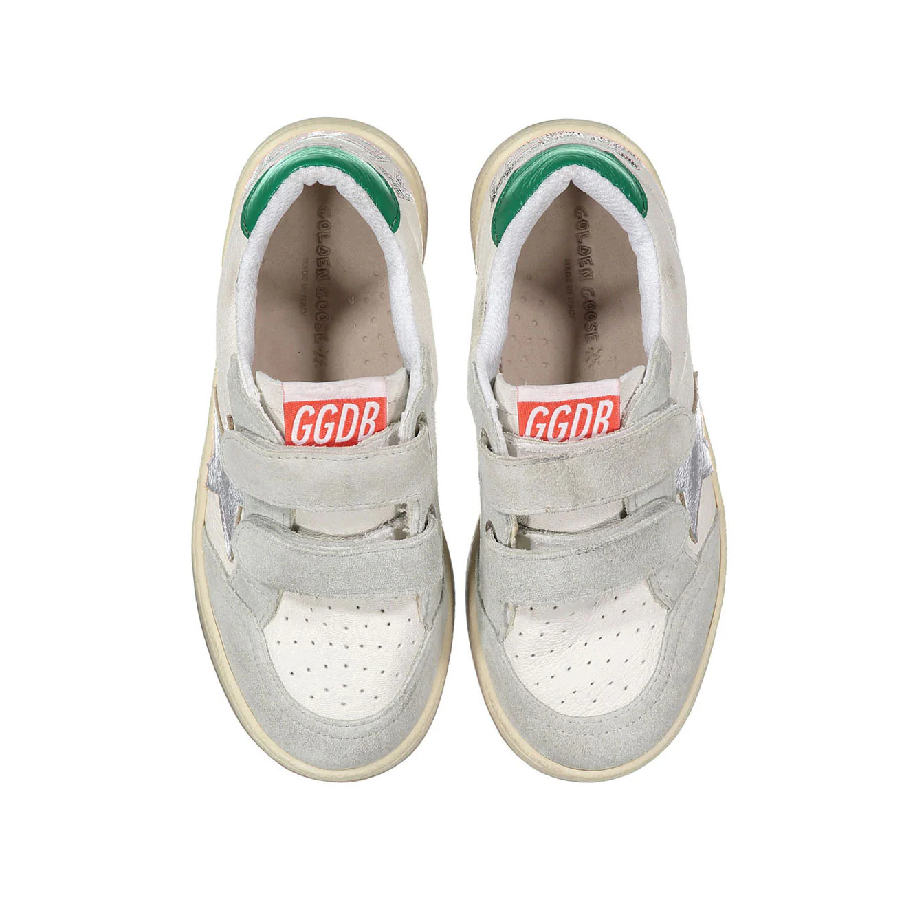 Golden Goose White/Silver/Green Ballstar Strap Sneaker