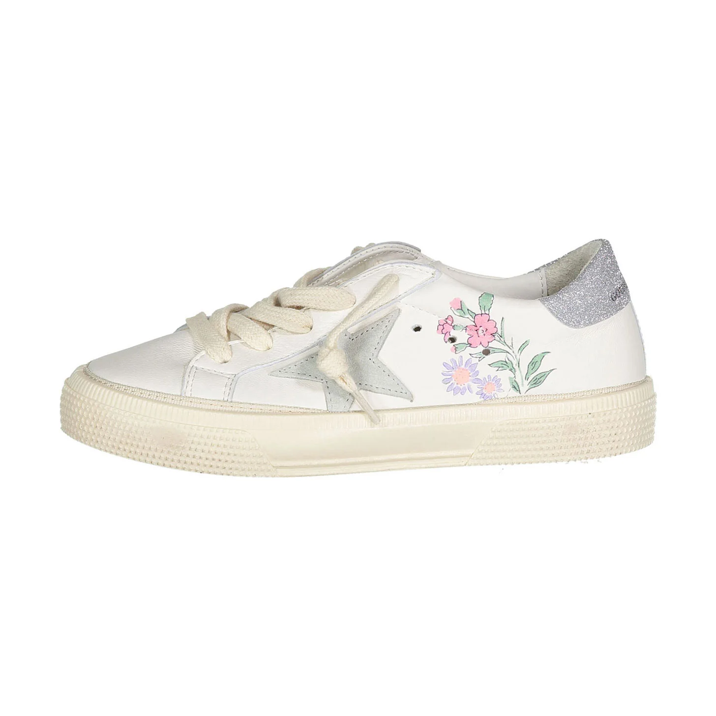Golden Goose White/Silver May Nappa  Sneaker - Image 2