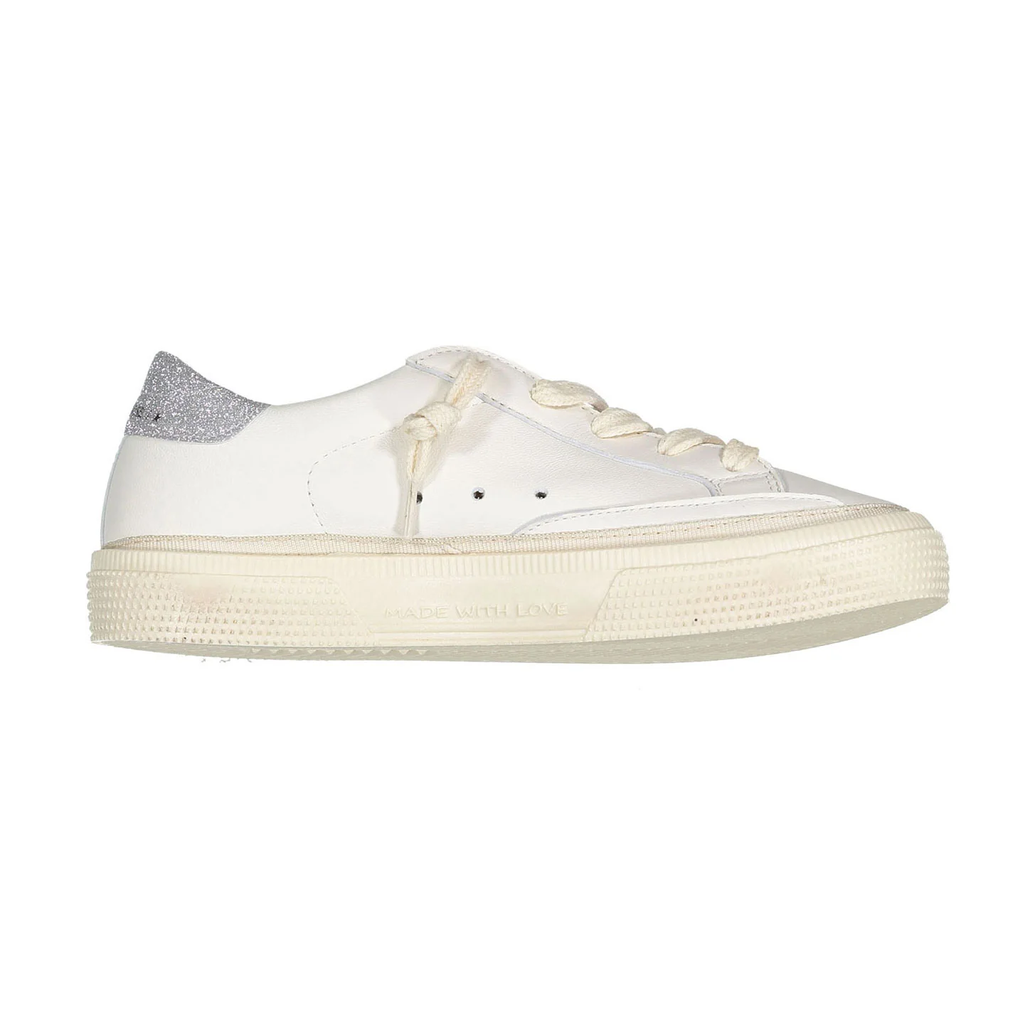 Golden Goose White/Silver May Nappa  Sneaker - Image 3