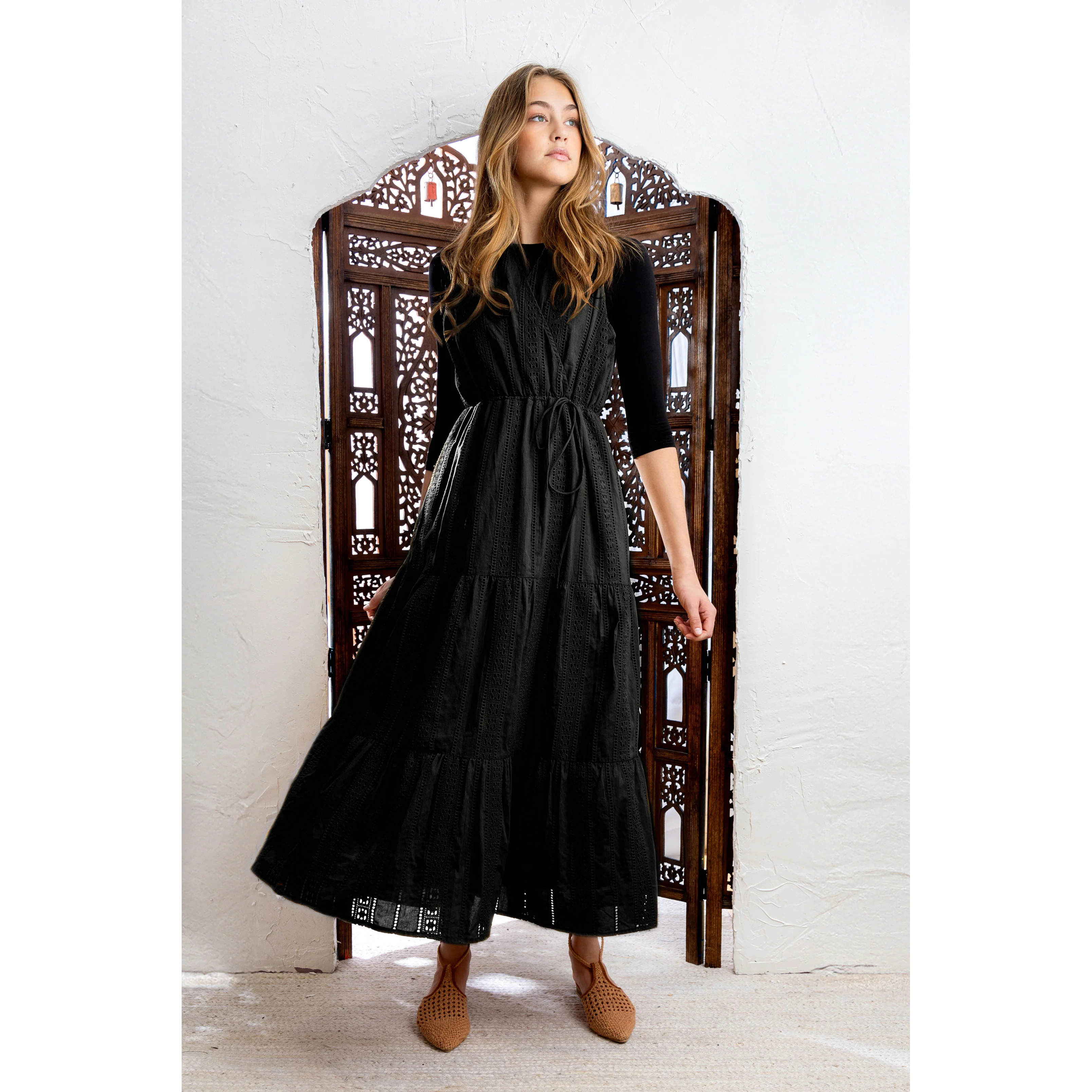 HEV Black Eyelet Wrap Jumper - Image 2