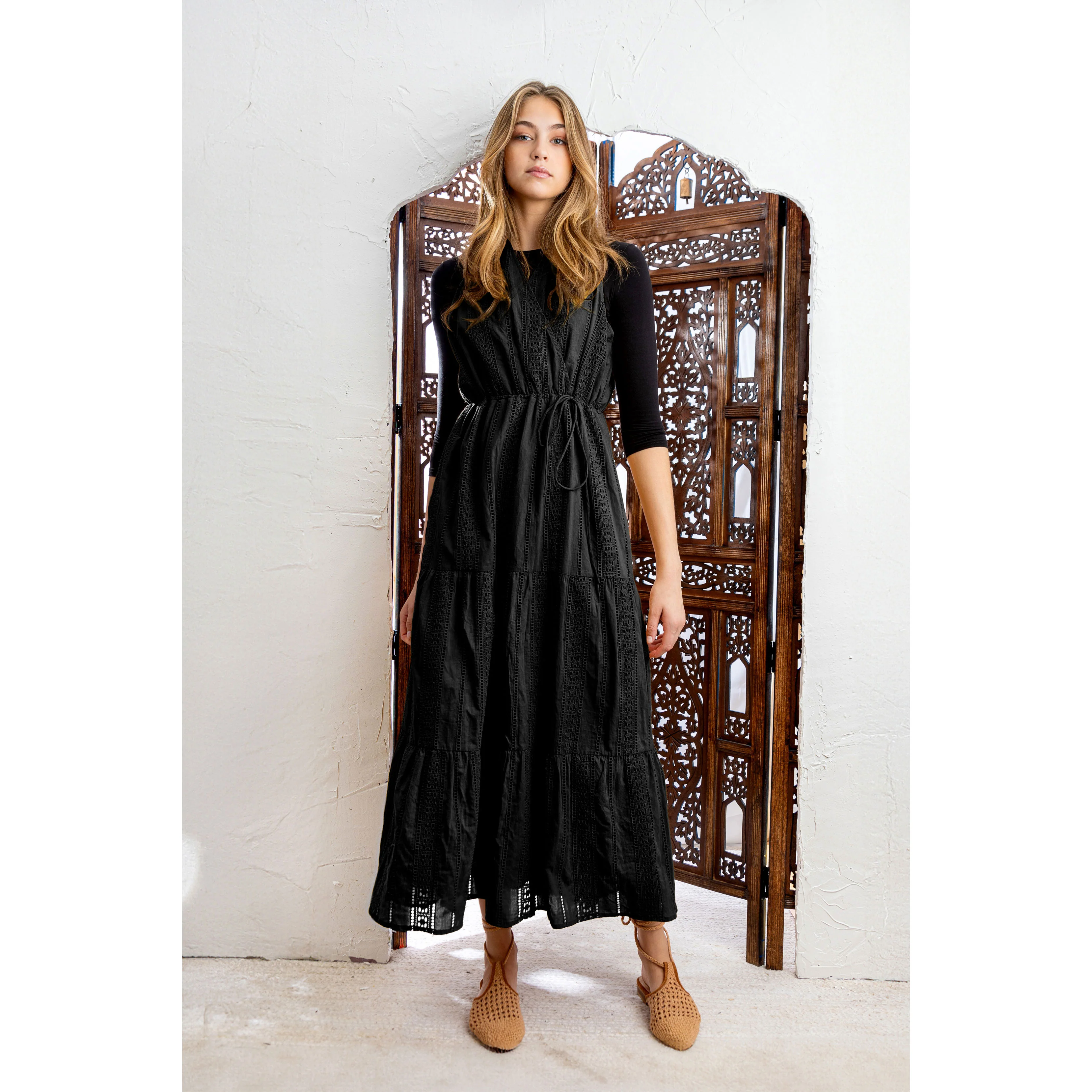HEV Black Eyelet Wrap Jumper - Image 3