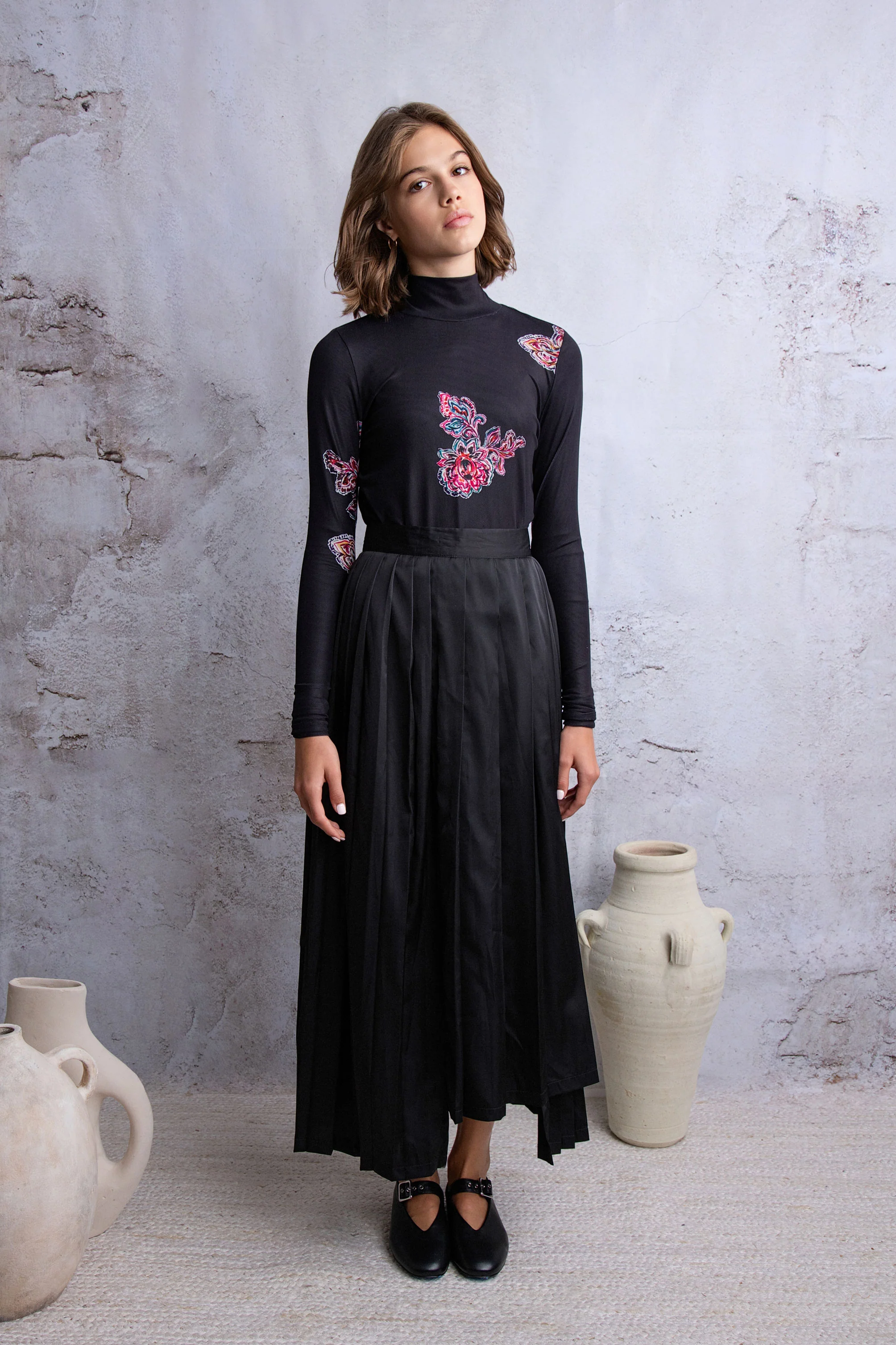 HEV Black Paisley Mesh Blouse - Image 2