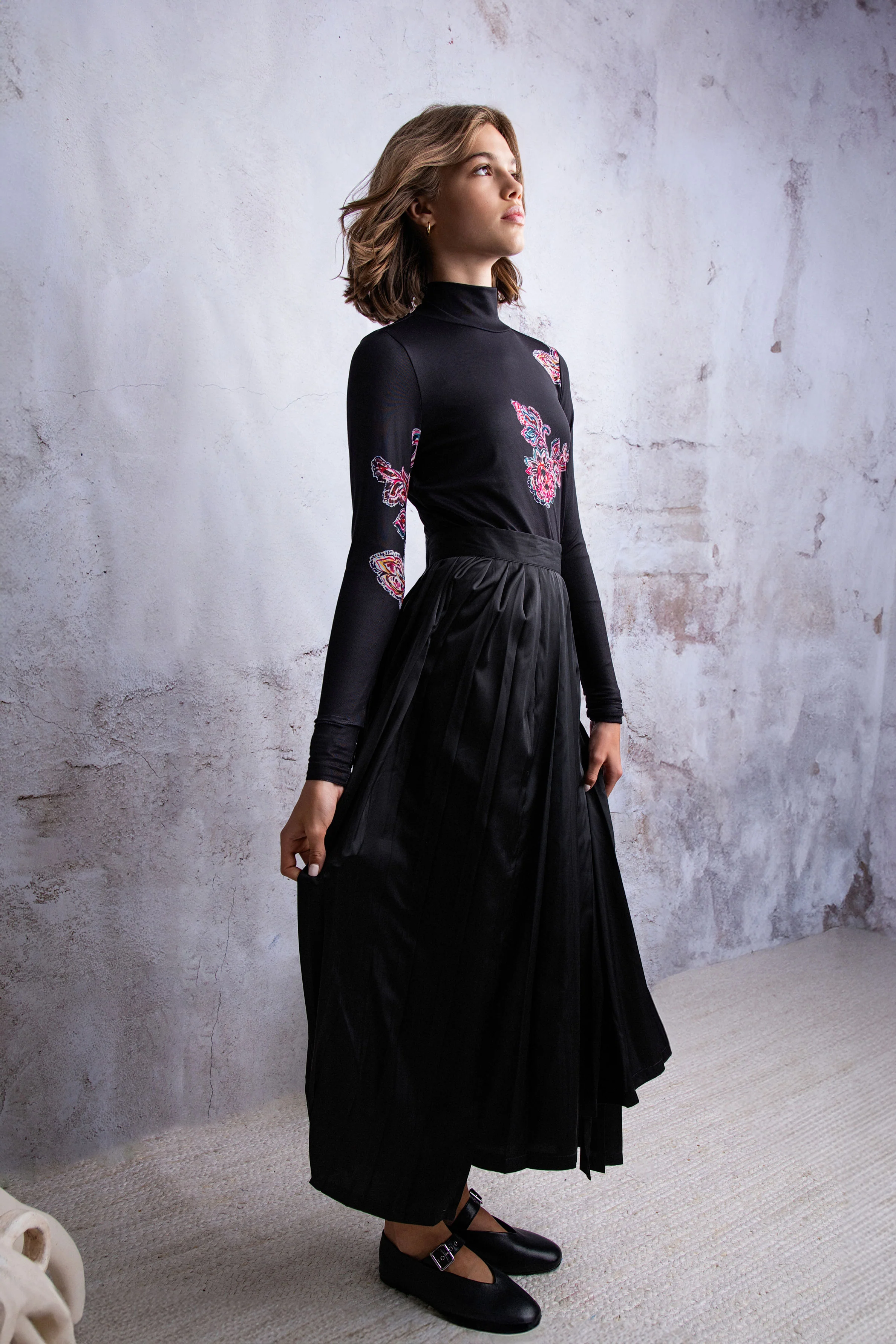HEV Black Paisley Mesh Blouse - Image 3
