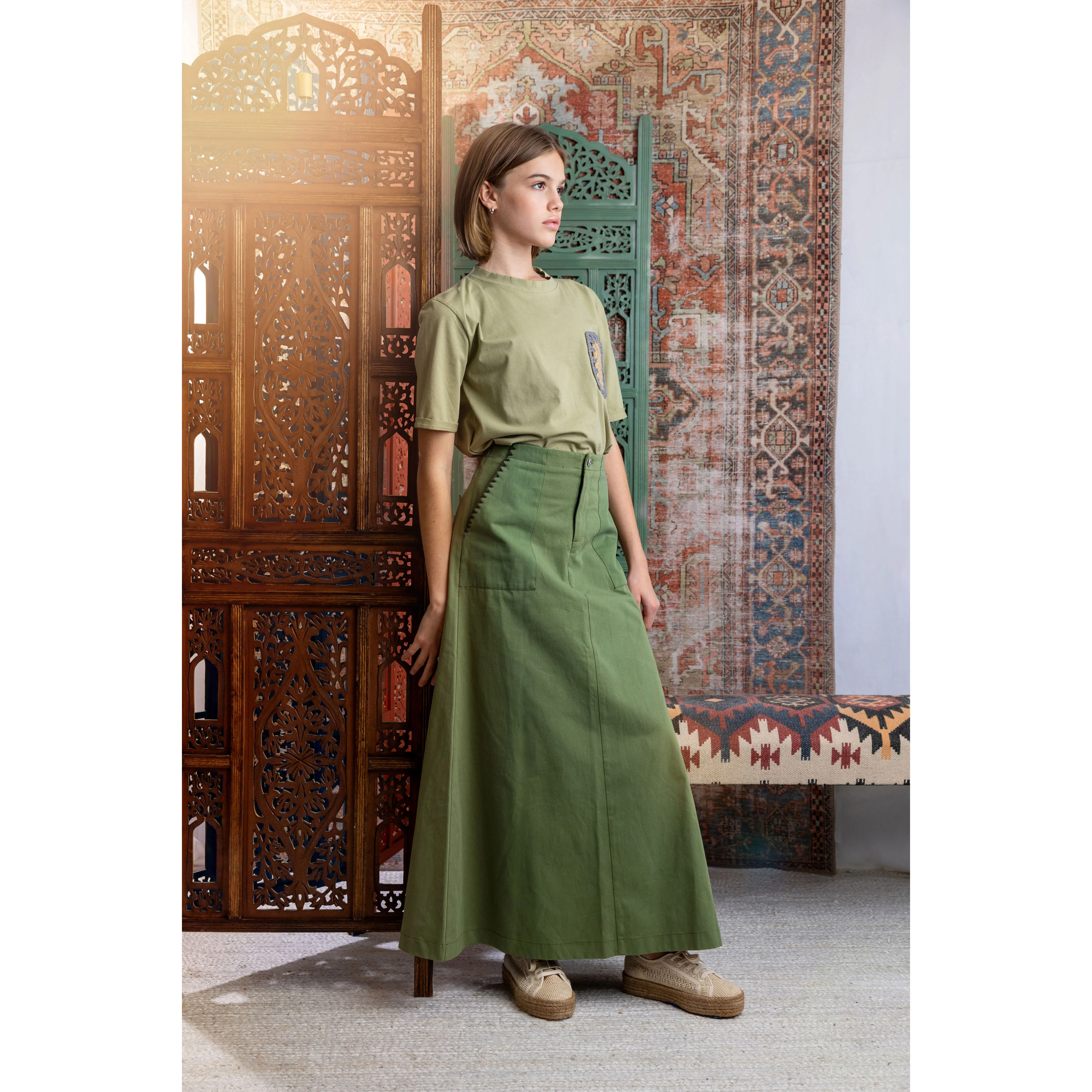 HEV Olive Binding Stitch Skirt - Image 3