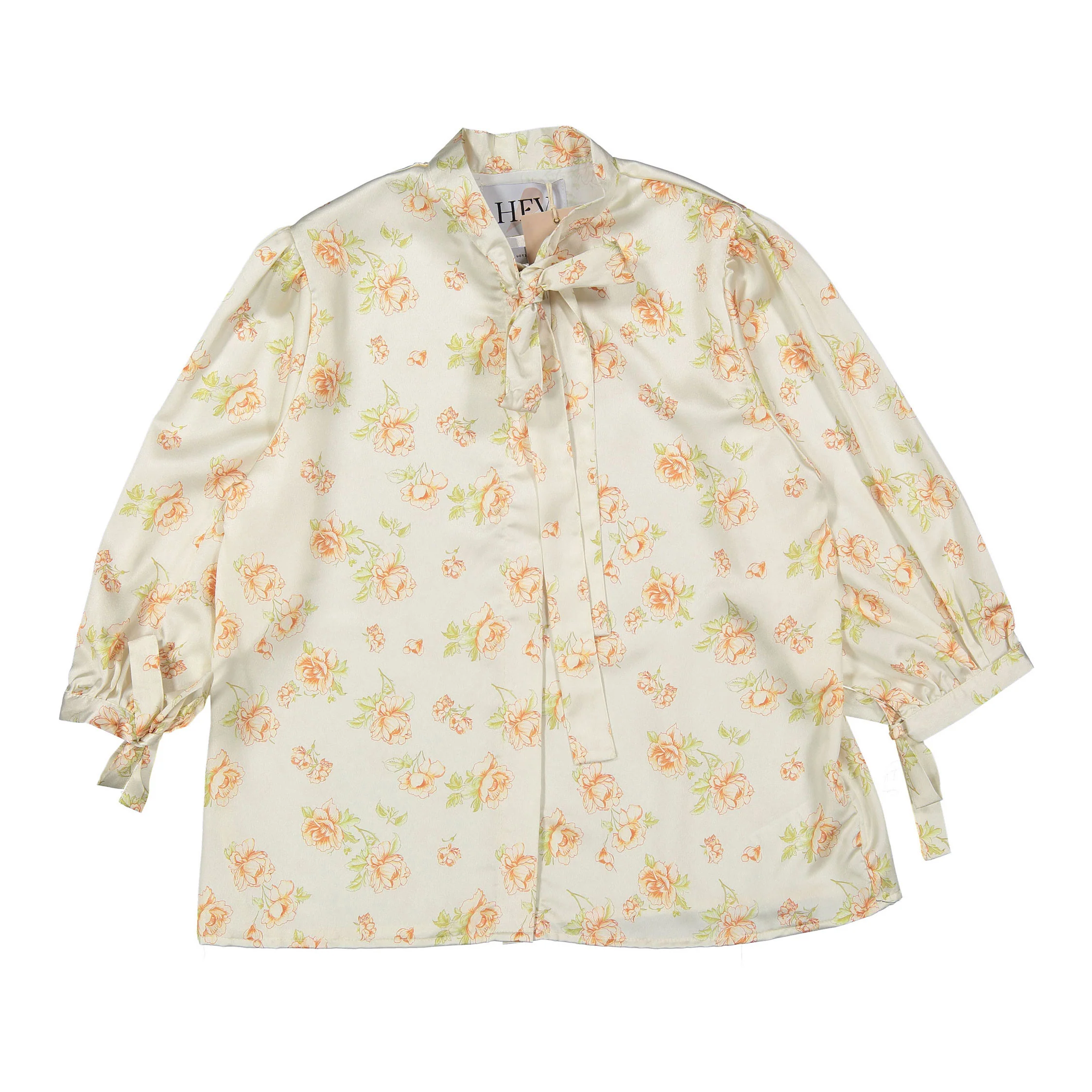 HEV Peach Printed Bow Shirt