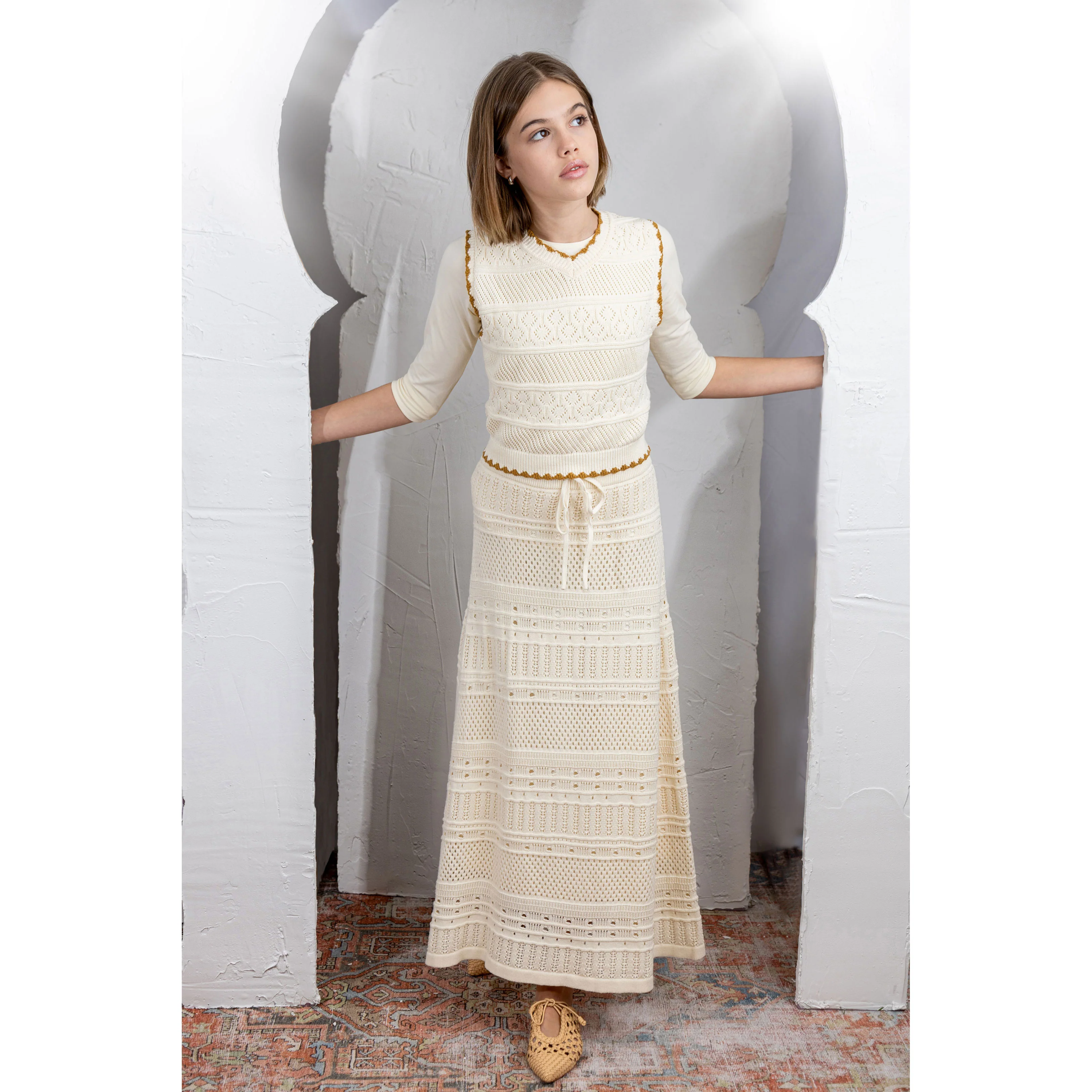 HEV Vanilla Knit Vest And Skirt Set - Image 2
