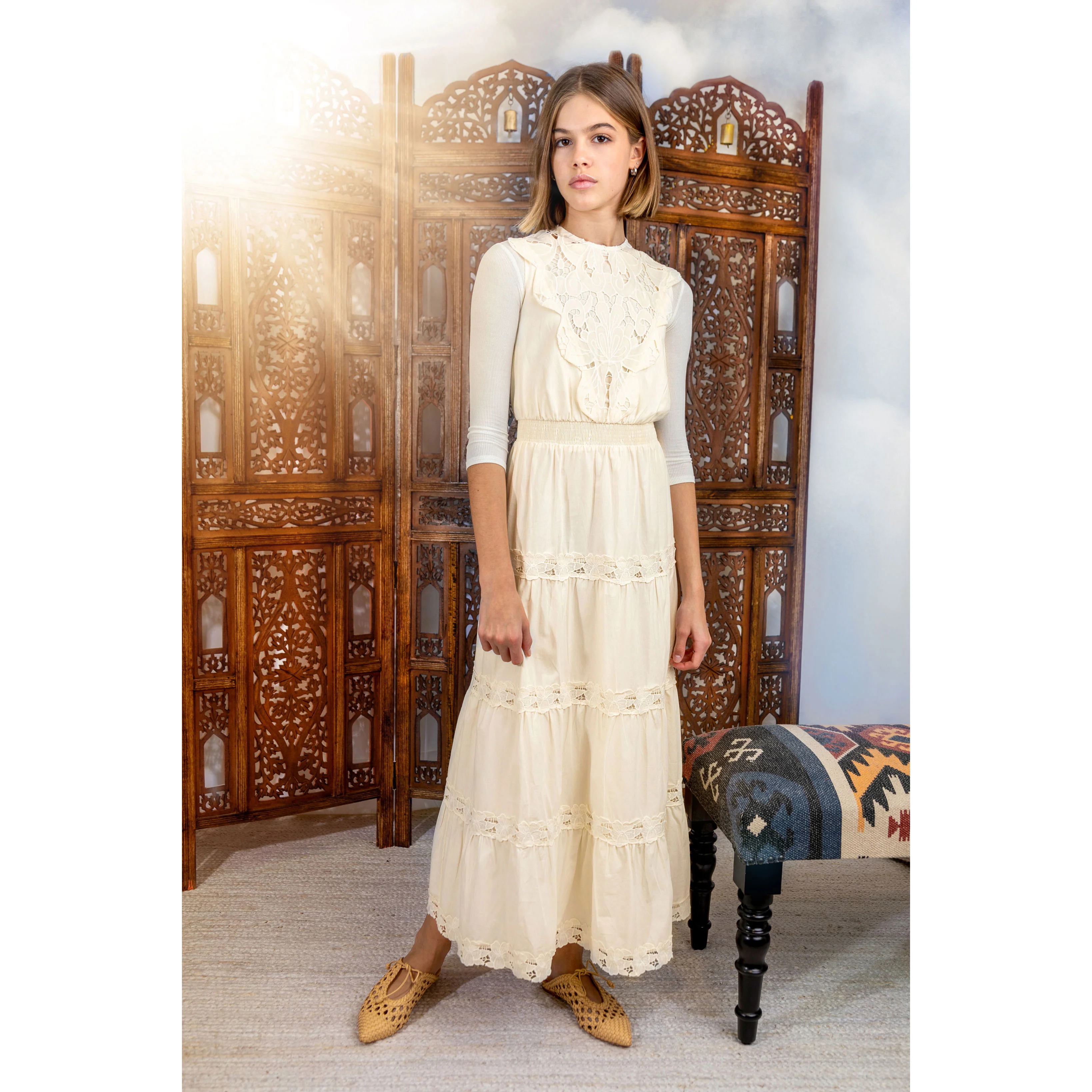 HEV Vanilla V Bib Eyelet Dress - Image 2