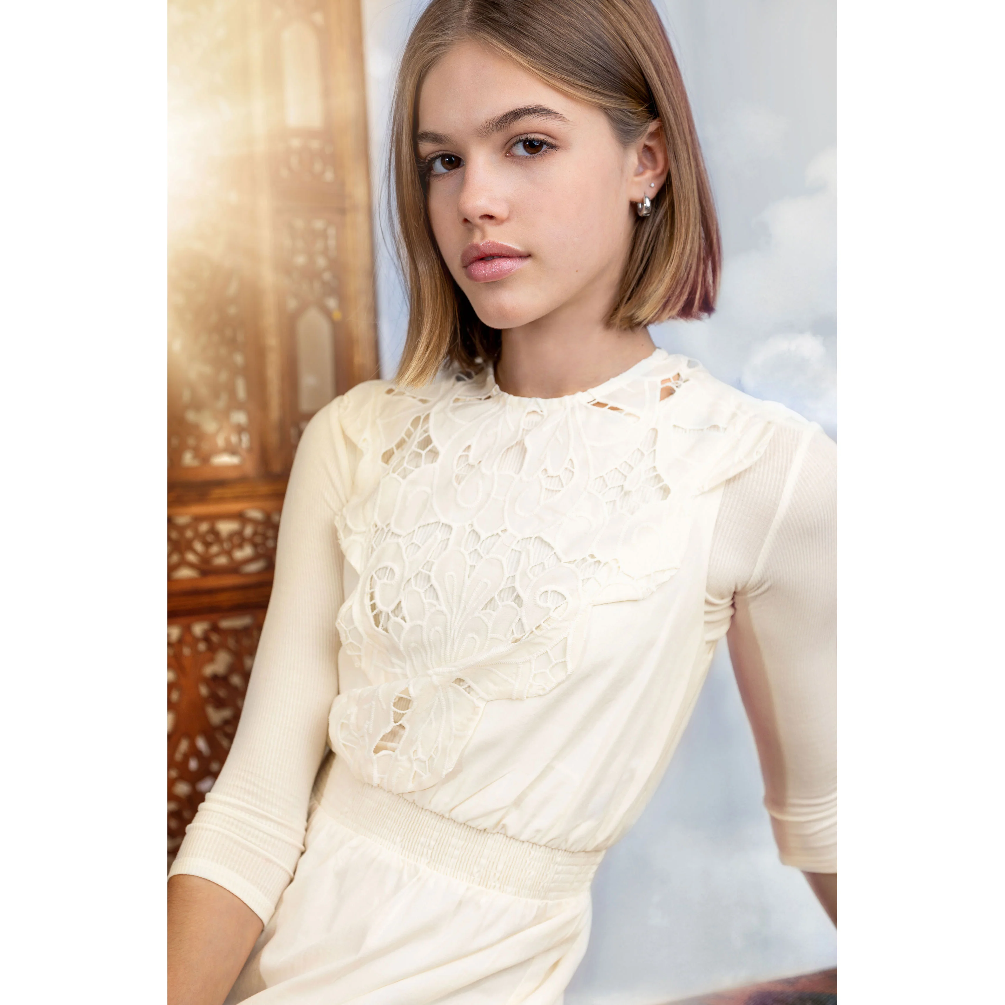 HEV Vanilla V Bib Eyelet Dress - Image 3