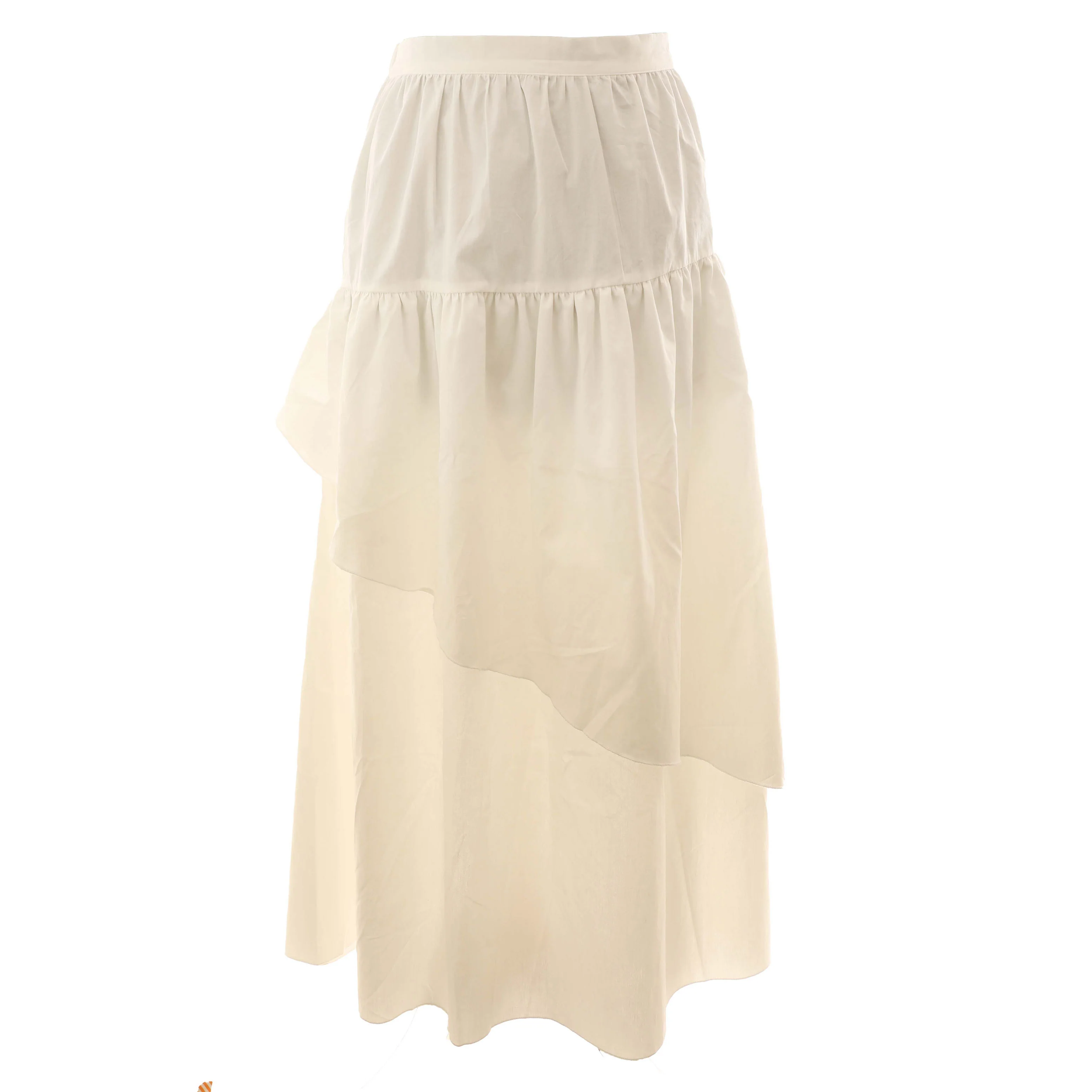 HEV White Assymetrical Tiered Skirt