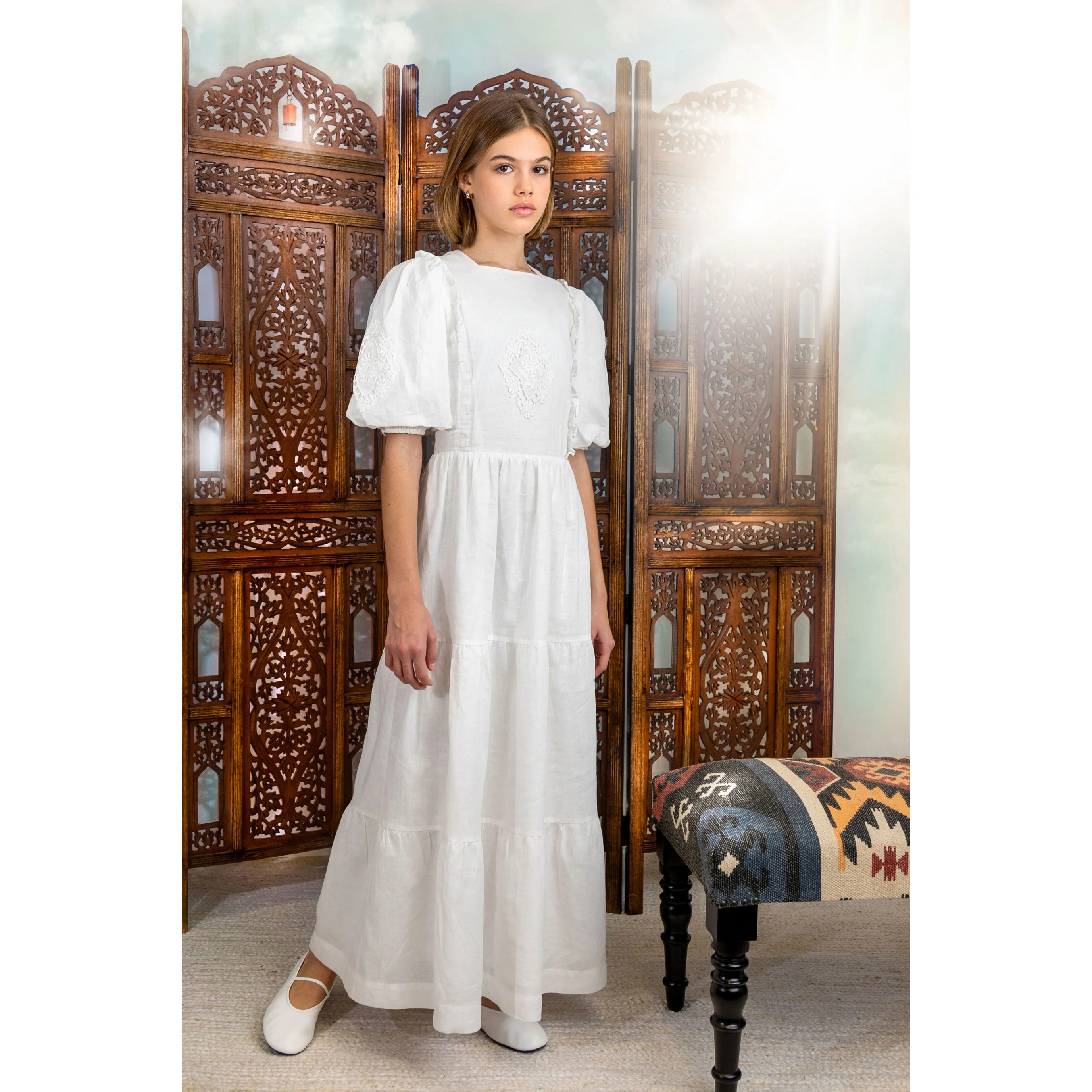 HEV White Crochet Detail Dress - Image 2