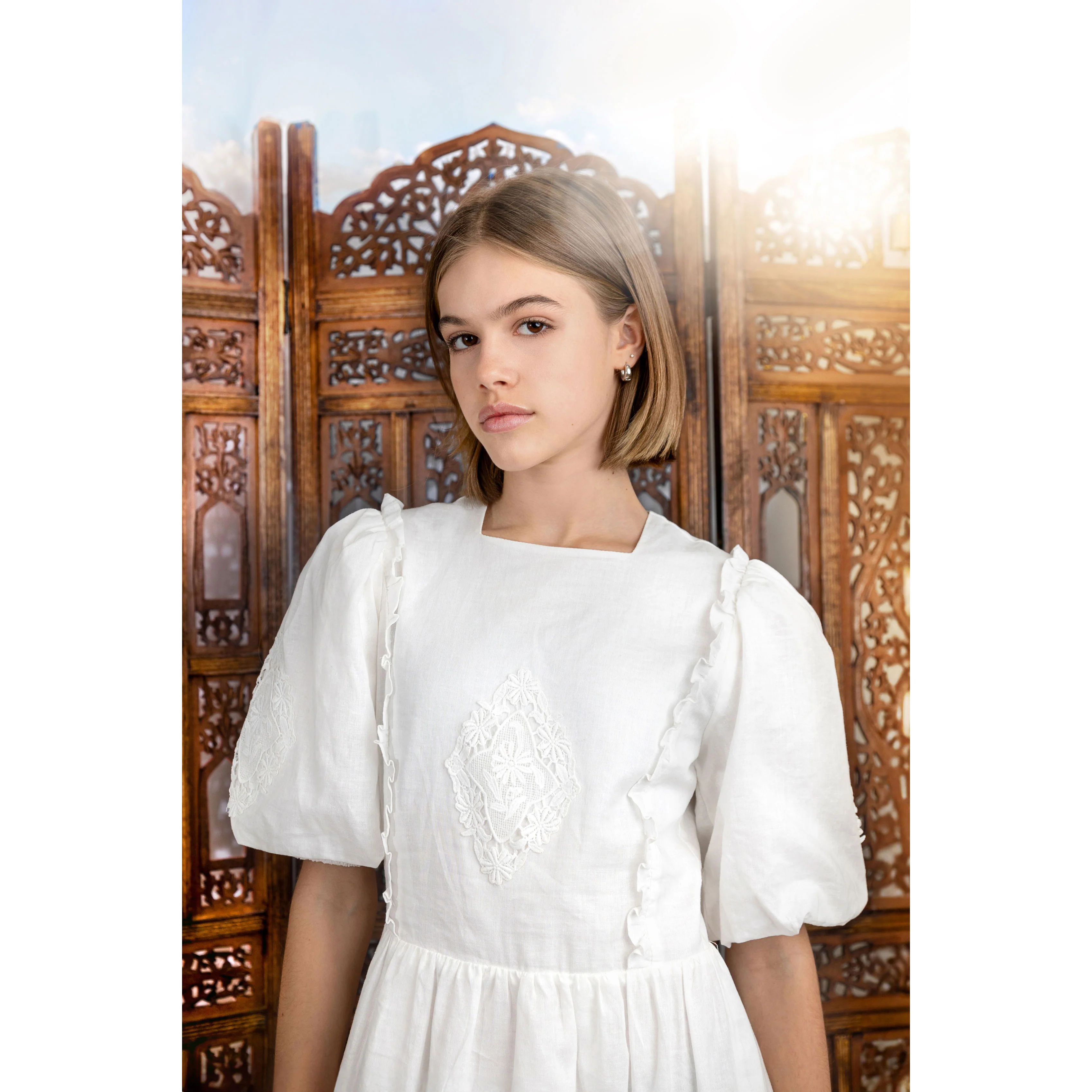 HEV White Crochet Detail Dress - Image 3