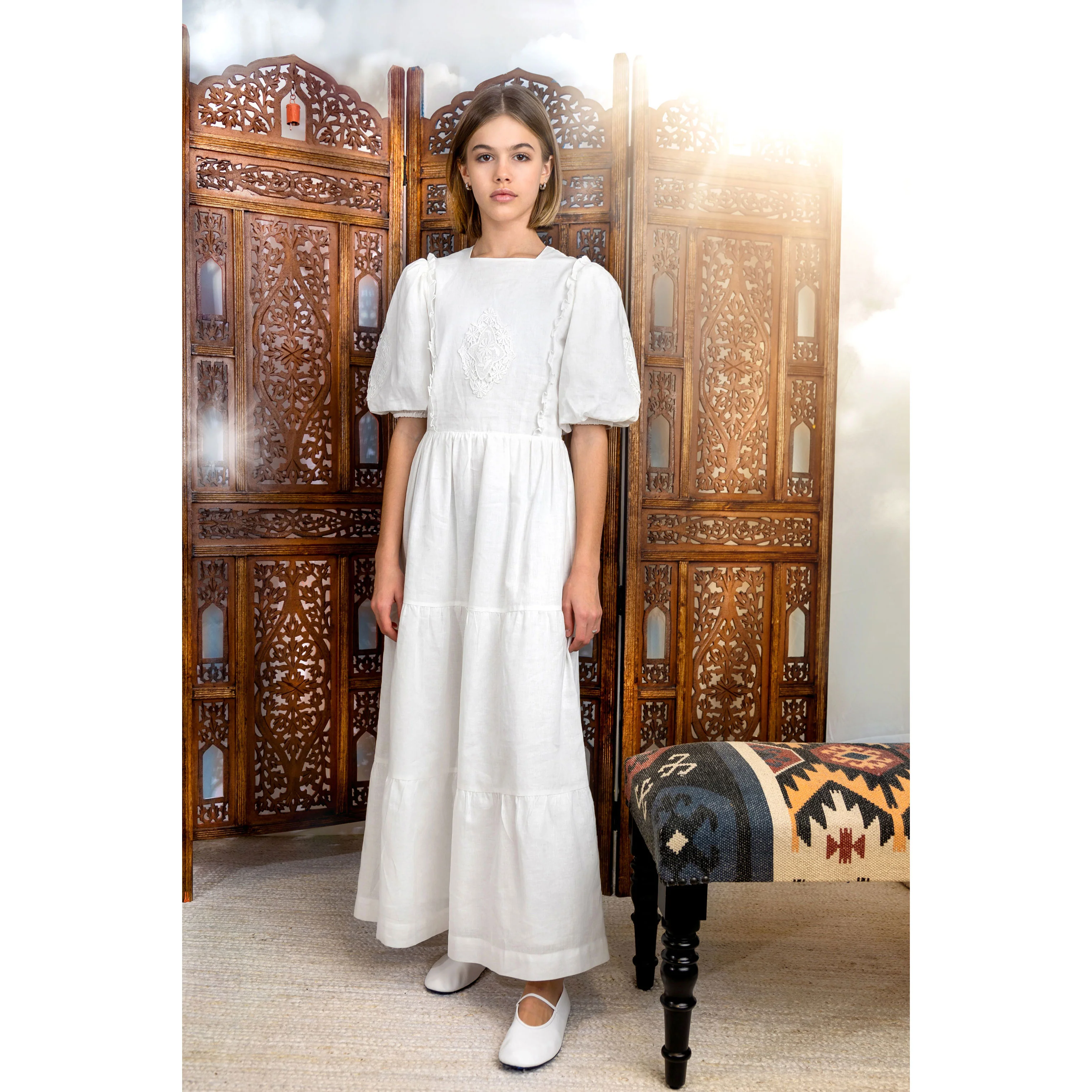 HEV White Crochet Detail Dress - Image 4